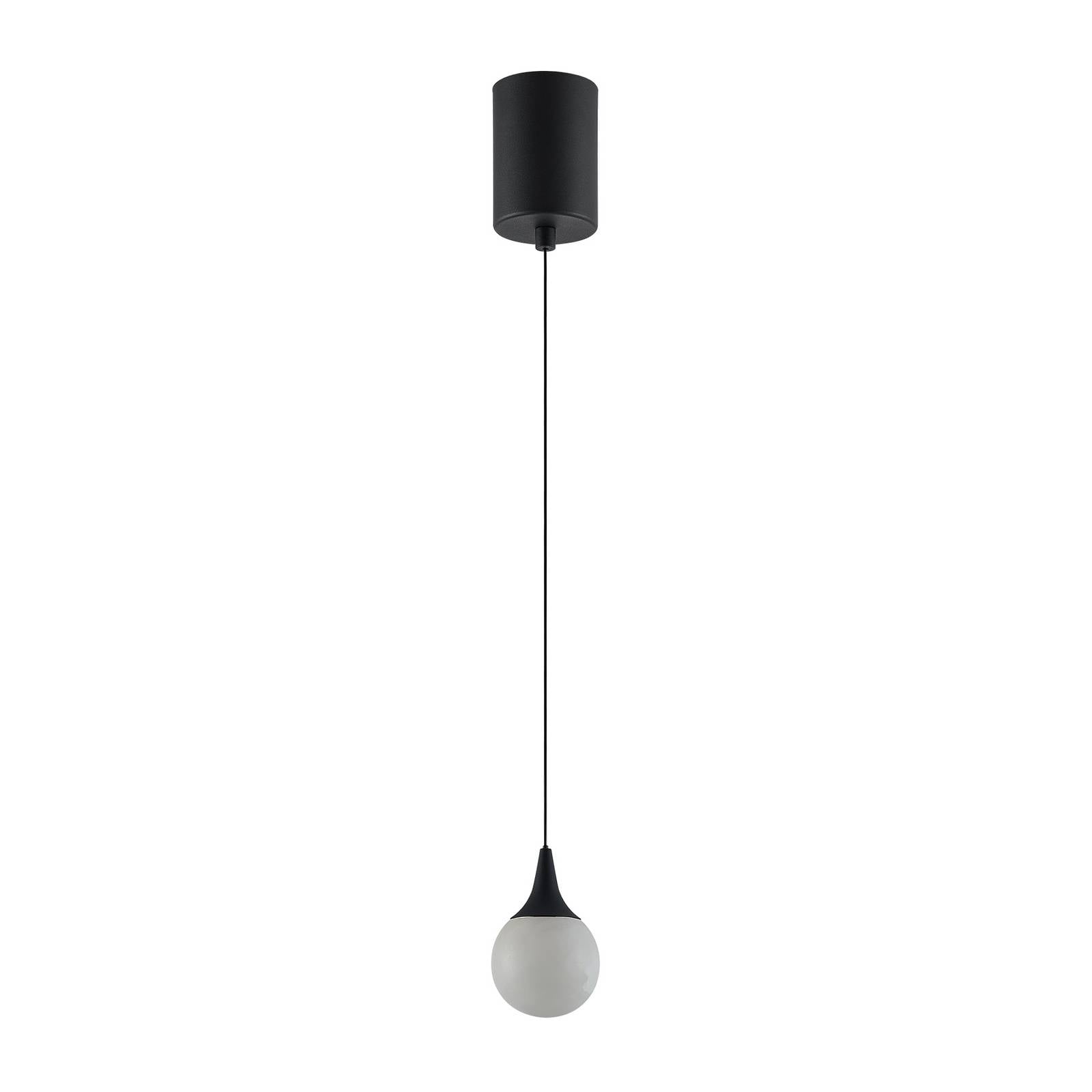 LED-Hängeleuchte ARE, schwarz, Alabaster, Ø 8 cm, CCT, DALI