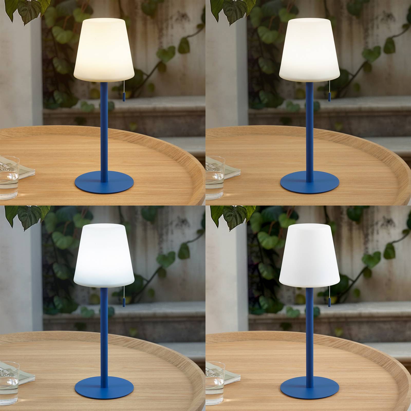Lampa akumulatorowa LED Lindby Azalea niebieska aluminium CCT z regulacją