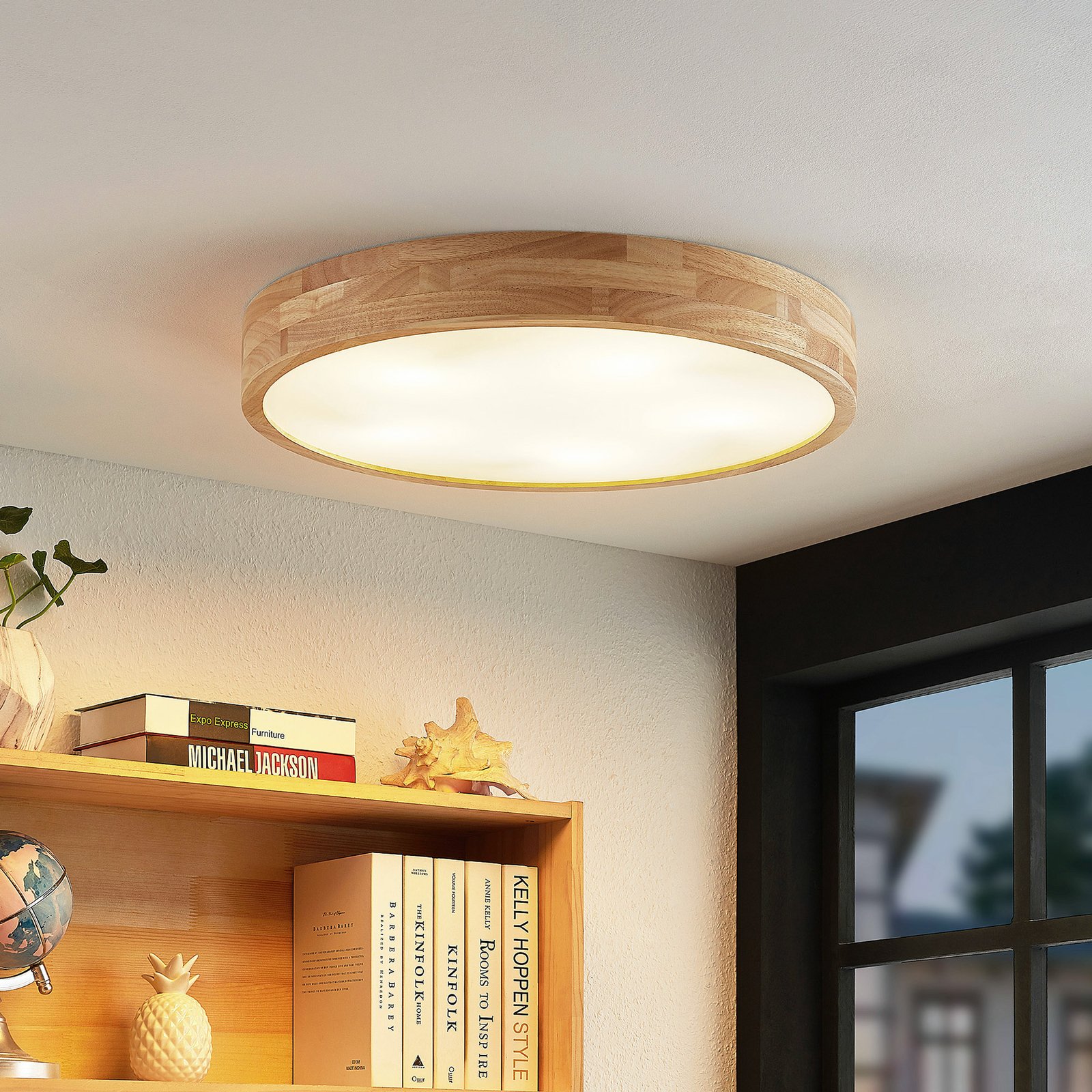 Tanju Candeeiro de Tecto Ø60 Wood/White - Lindby