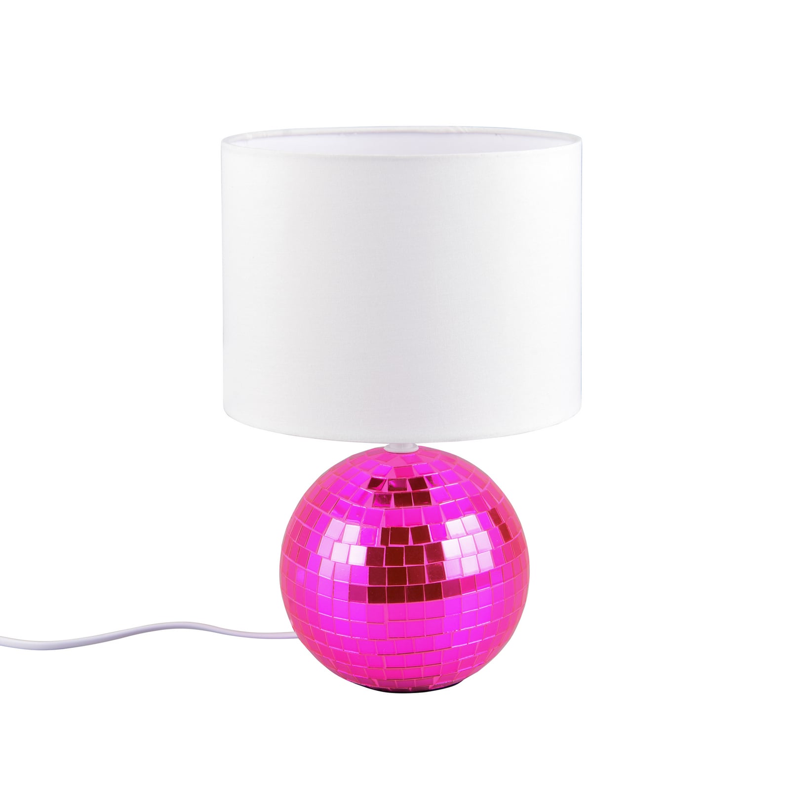 Lampe à poser Glitza rose/blanc, tissu, plastique, E14
