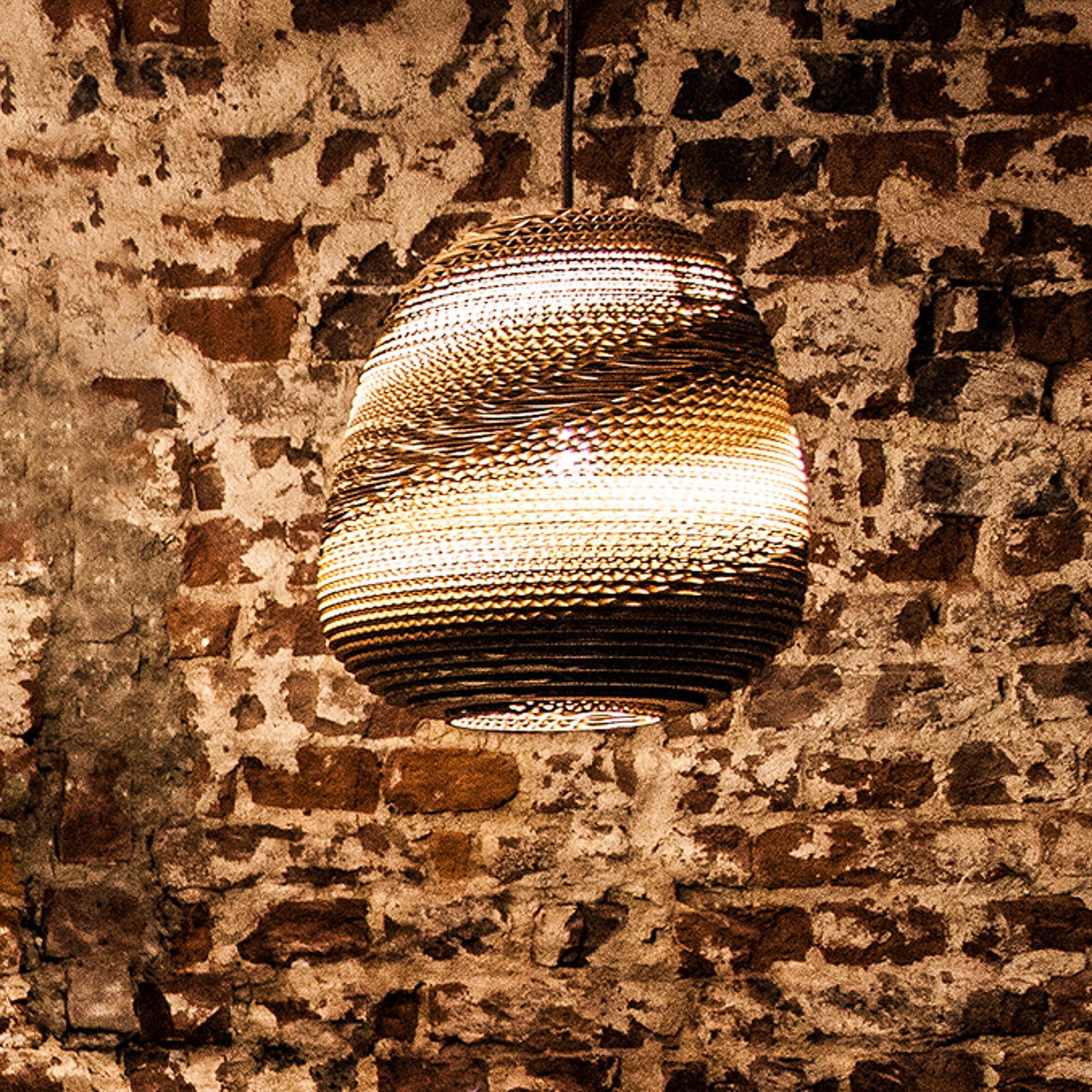 Think Paper Binky 290 suspensie cu abajur din carton - Camera de zi / sufragerie - modern - maro - Hârtie / Carton