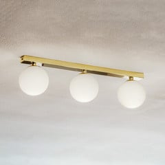 Lámpara de techo Fatis Opalglas/latón 3 luces larga