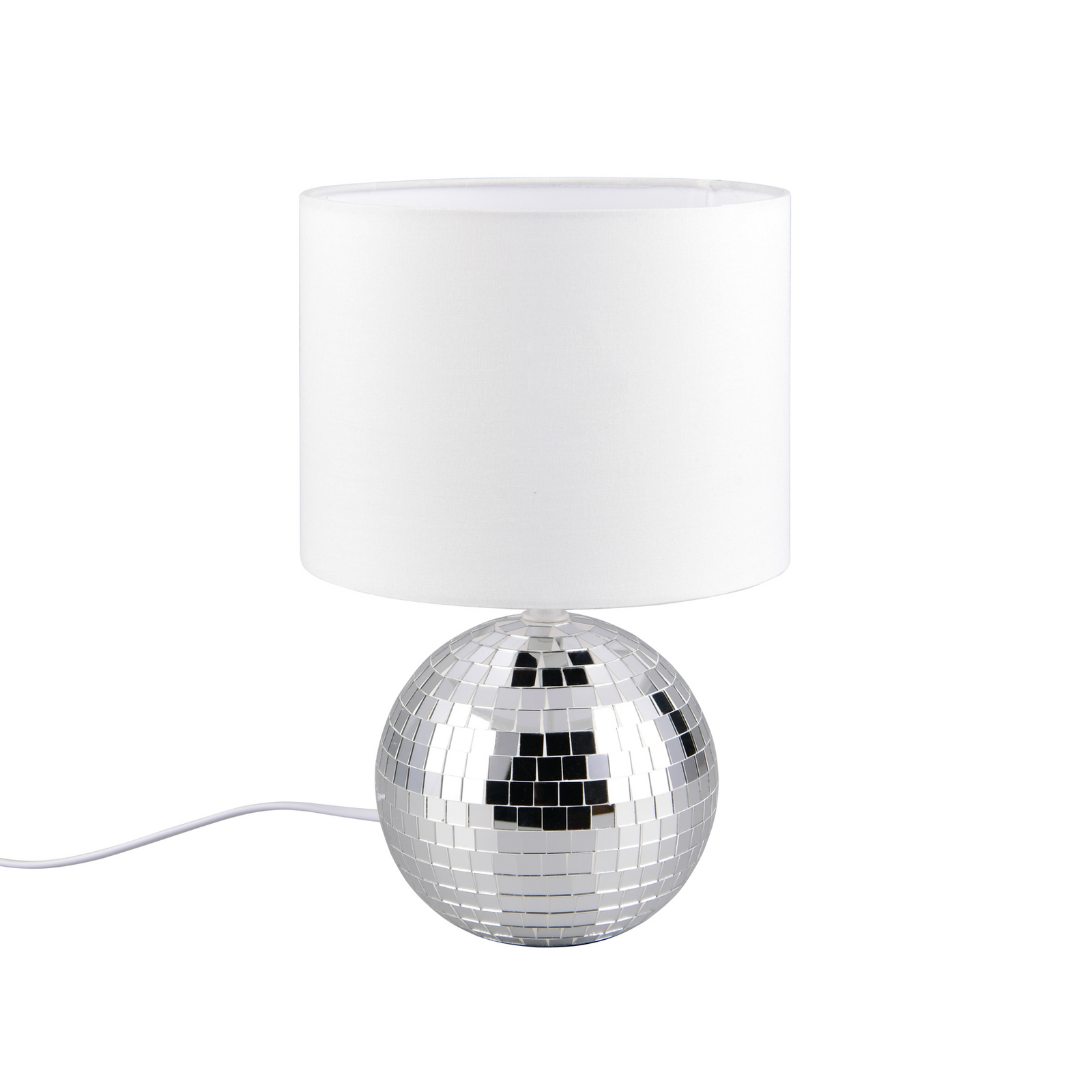 Lampe à poser Glitza, chrome/blanc, tissu, plastique, E14