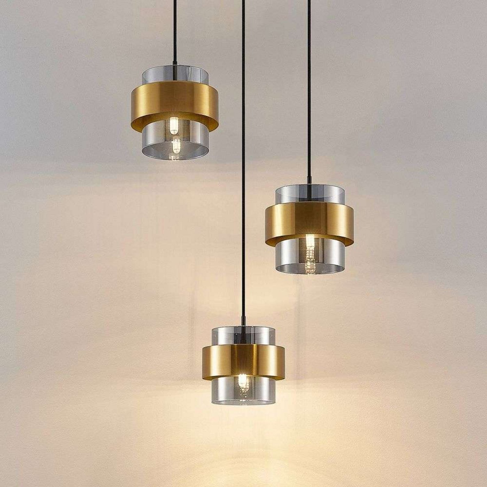 Ikibare Cluster Pendant Black/Brass/Smoke - Lucande