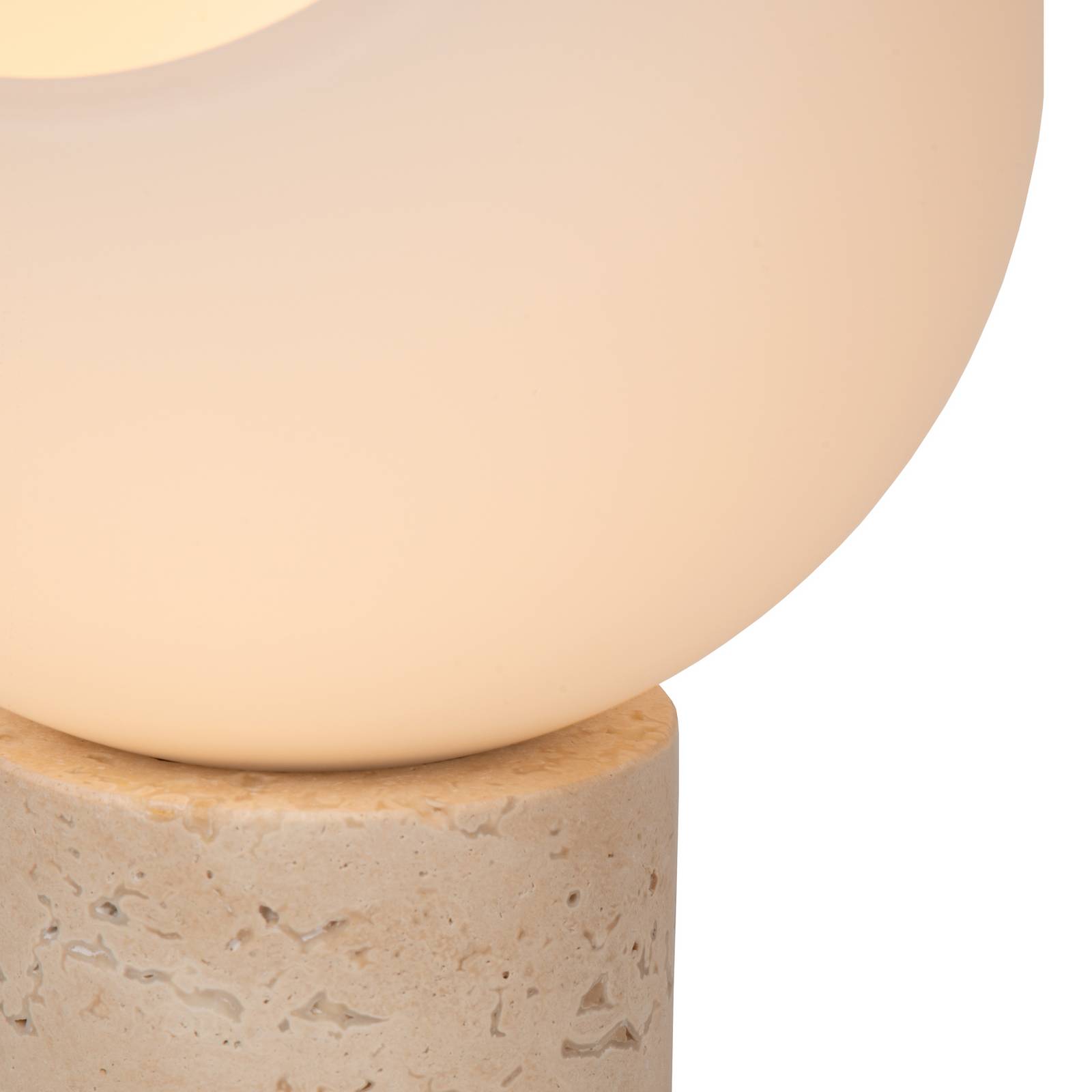 Lampa stołowa Davin, wysokość 26 cm, kolor kremowy/biały, kamień/szkło