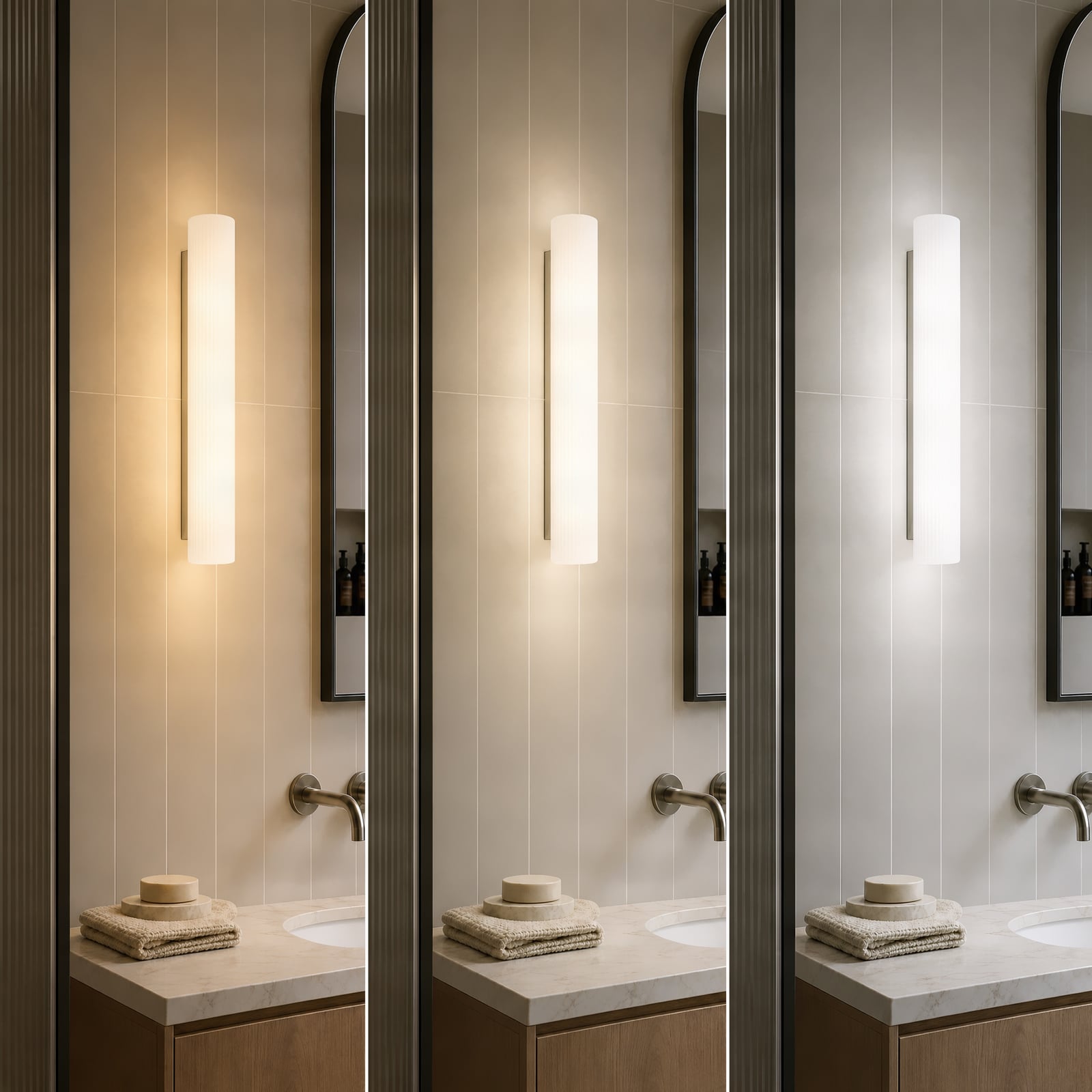 Victoire kylpyhuoneen LED-seinälamppu, 50 cm, valkoinen/kromi, CCT, lasi –