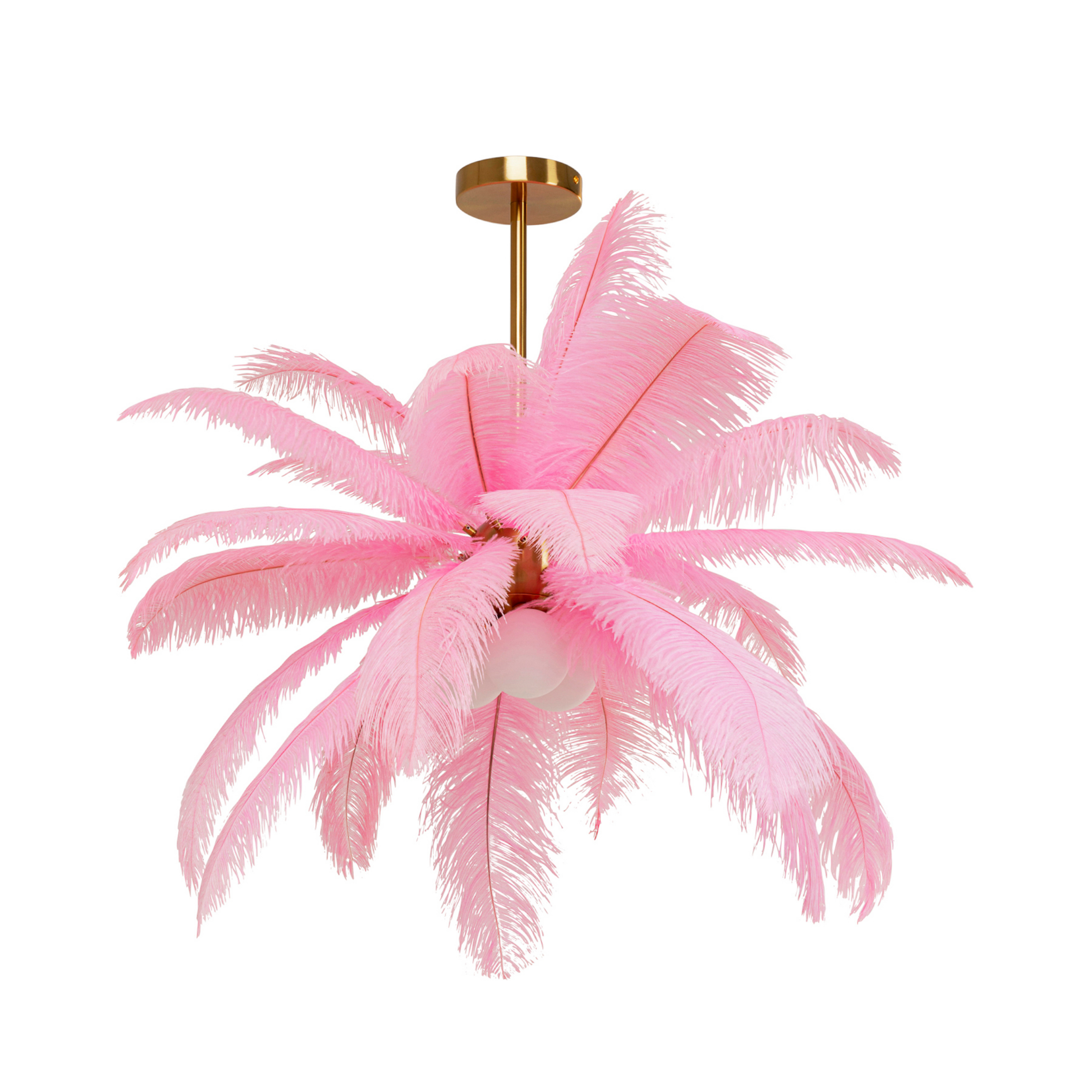 Żyrandol KARE Feather Palm, różowa, pióra, Ø 87 cm, G9