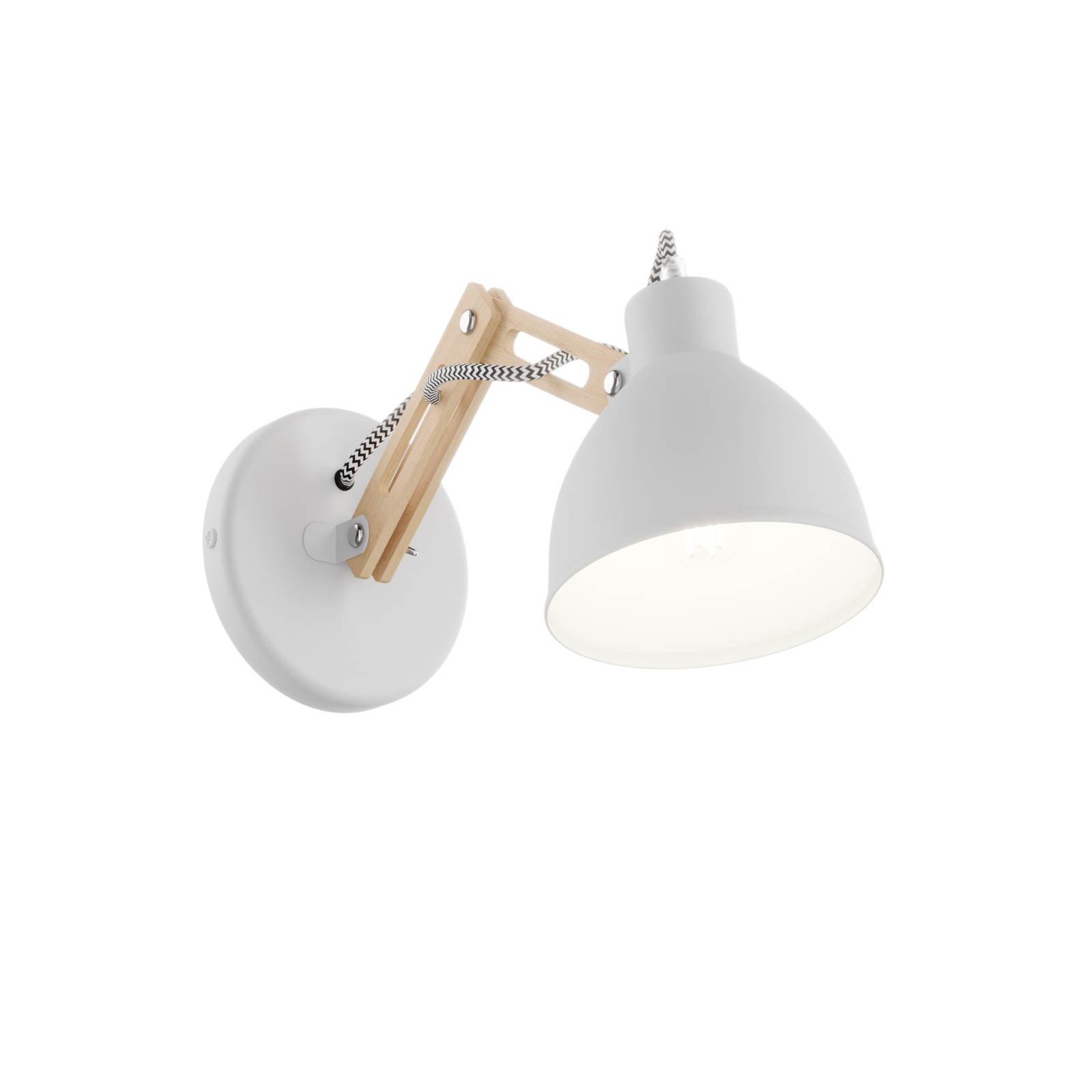 Skansen wall lamp, adjustable wooden arm, white