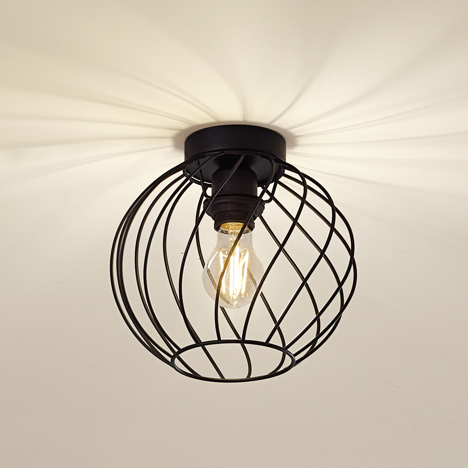 Lindby ceiling light Danika, Ø 25 cm, black, metal