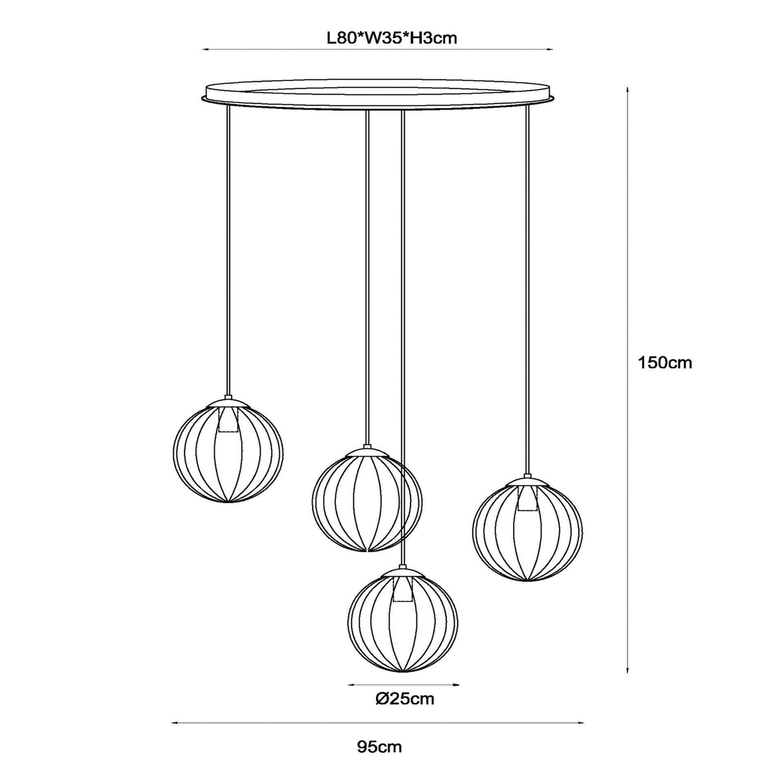 Suspension Monsaraz, vert/ambre, E27, à 4 lampes