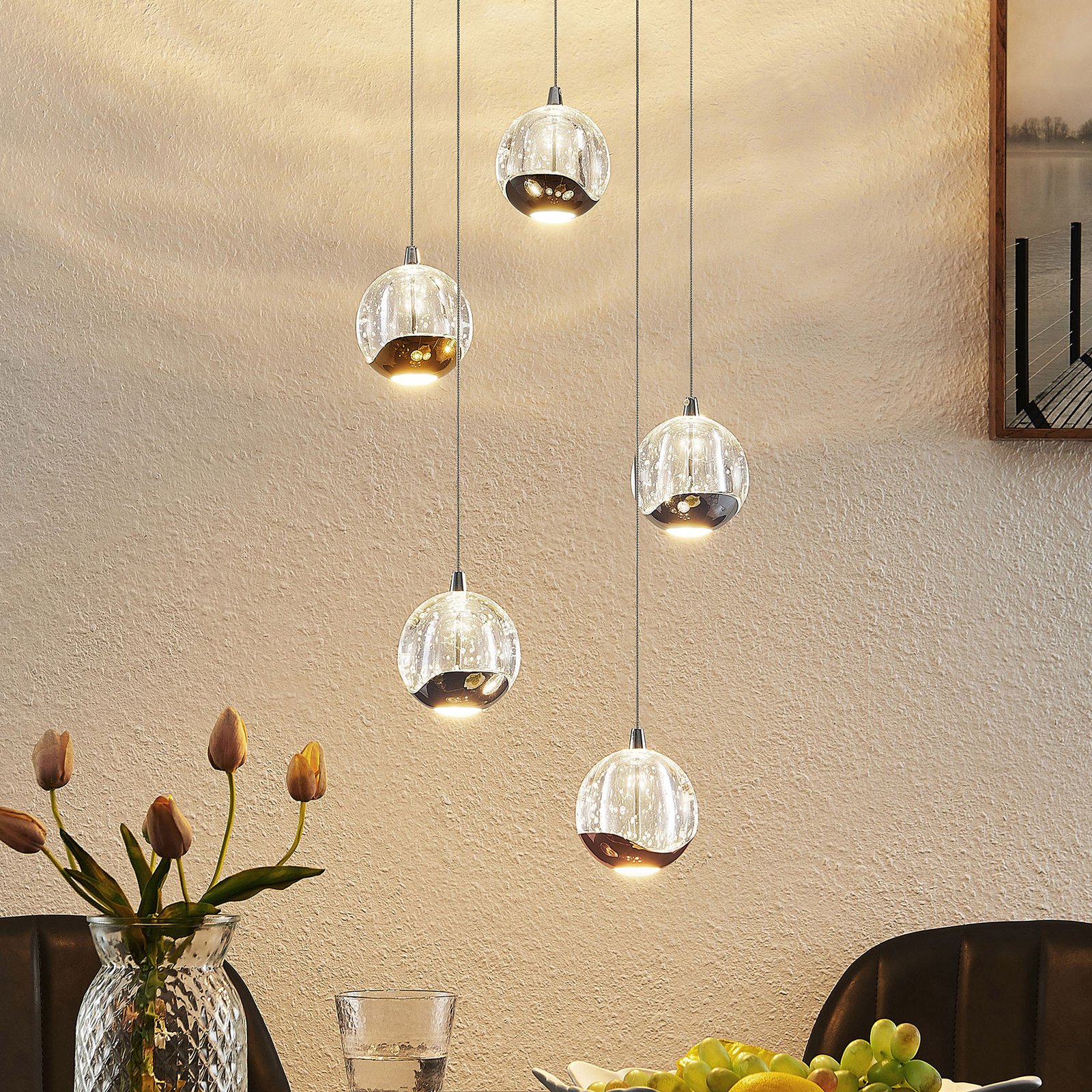 Lucande Hayley LED hanging light, five-bulb
