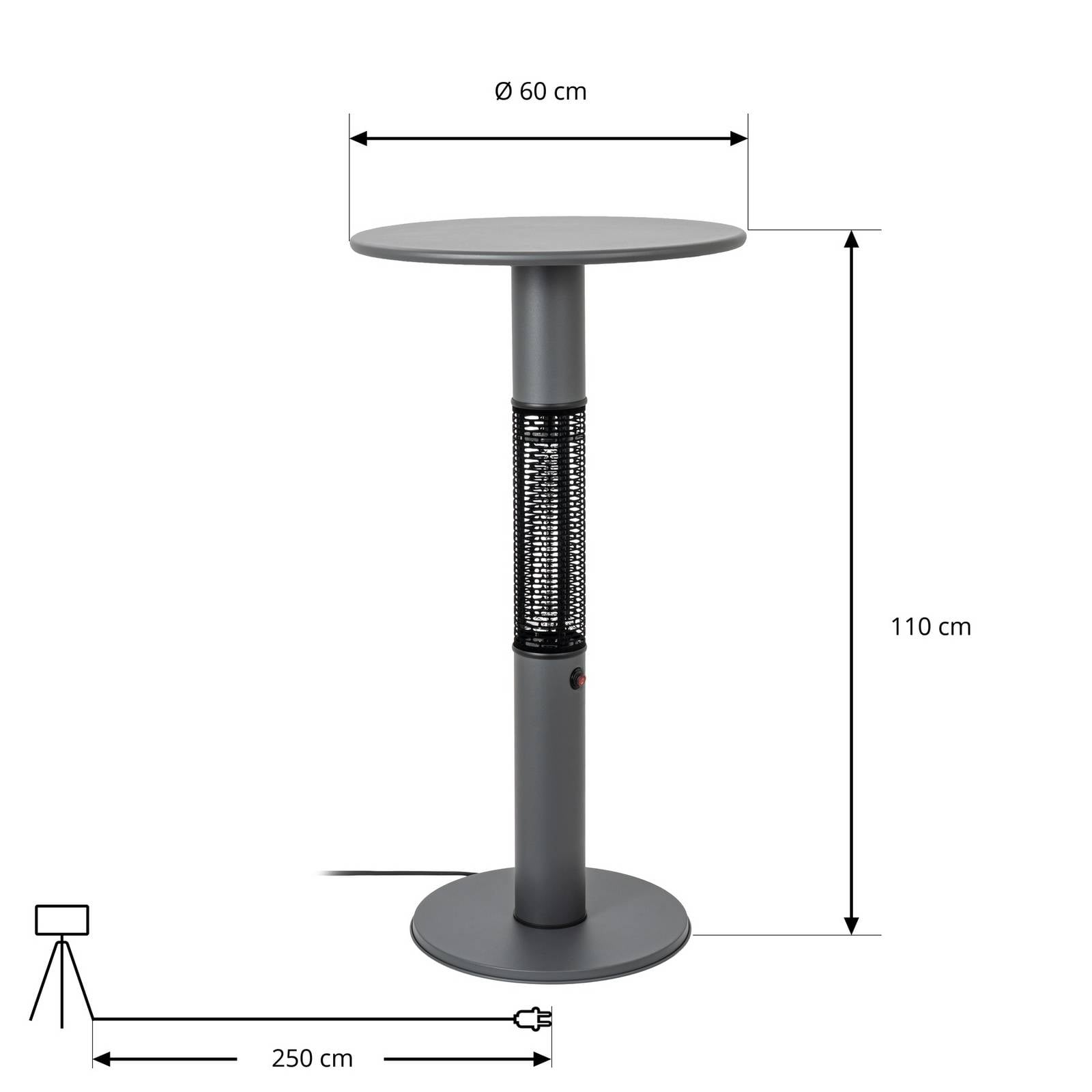 Promiennik stołowy Lucande Flamara, antracyt, 110 cm, IP55