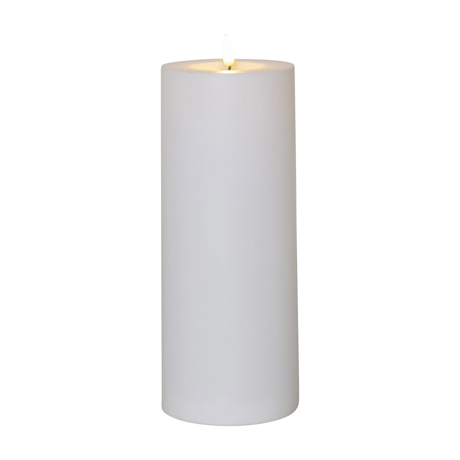 LED lys Flamme Rak 27,5 cm hvid plast batteridrevet