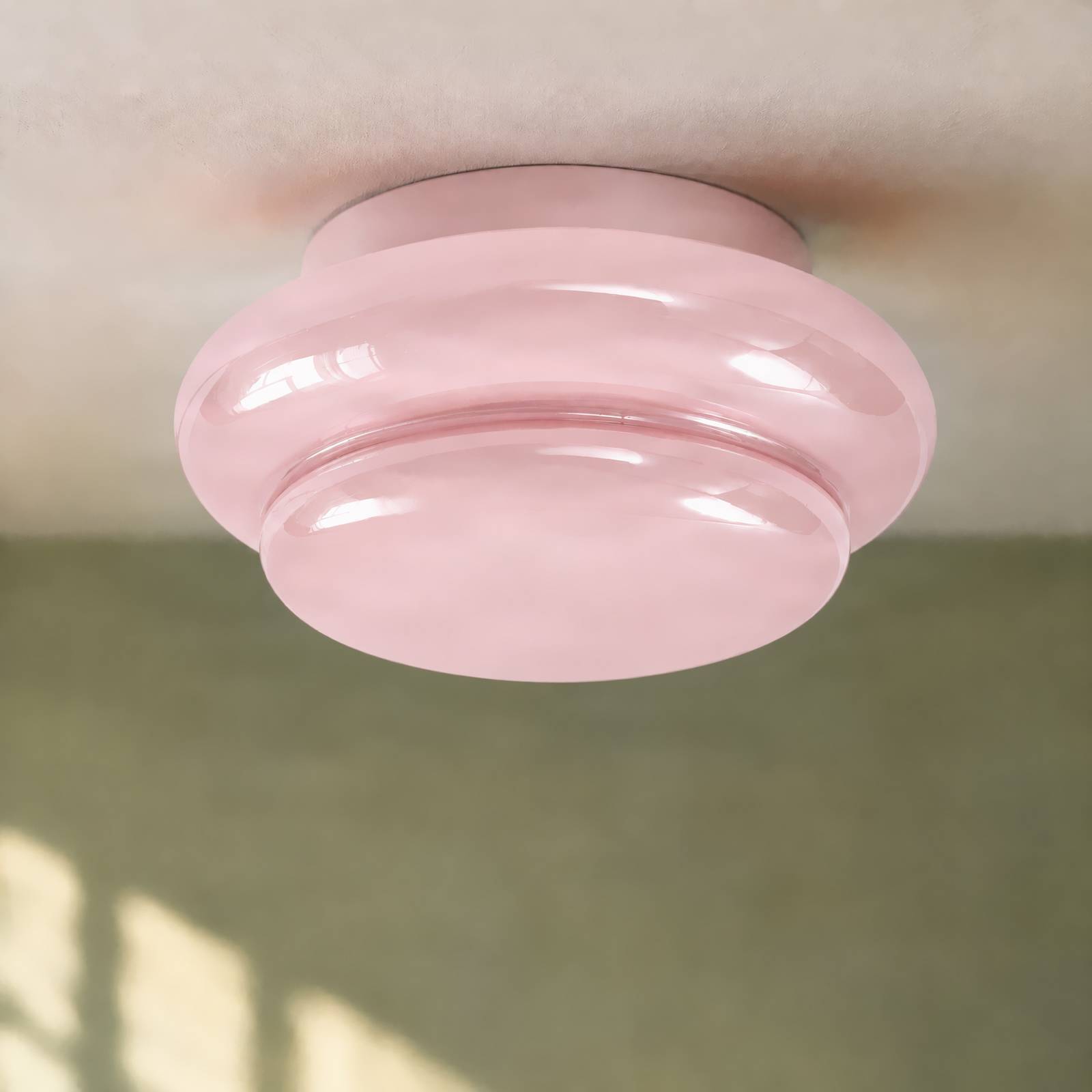 Lampa sufitowa Lucande Leilani, Ø 35 cm, różowa, E27, szkło