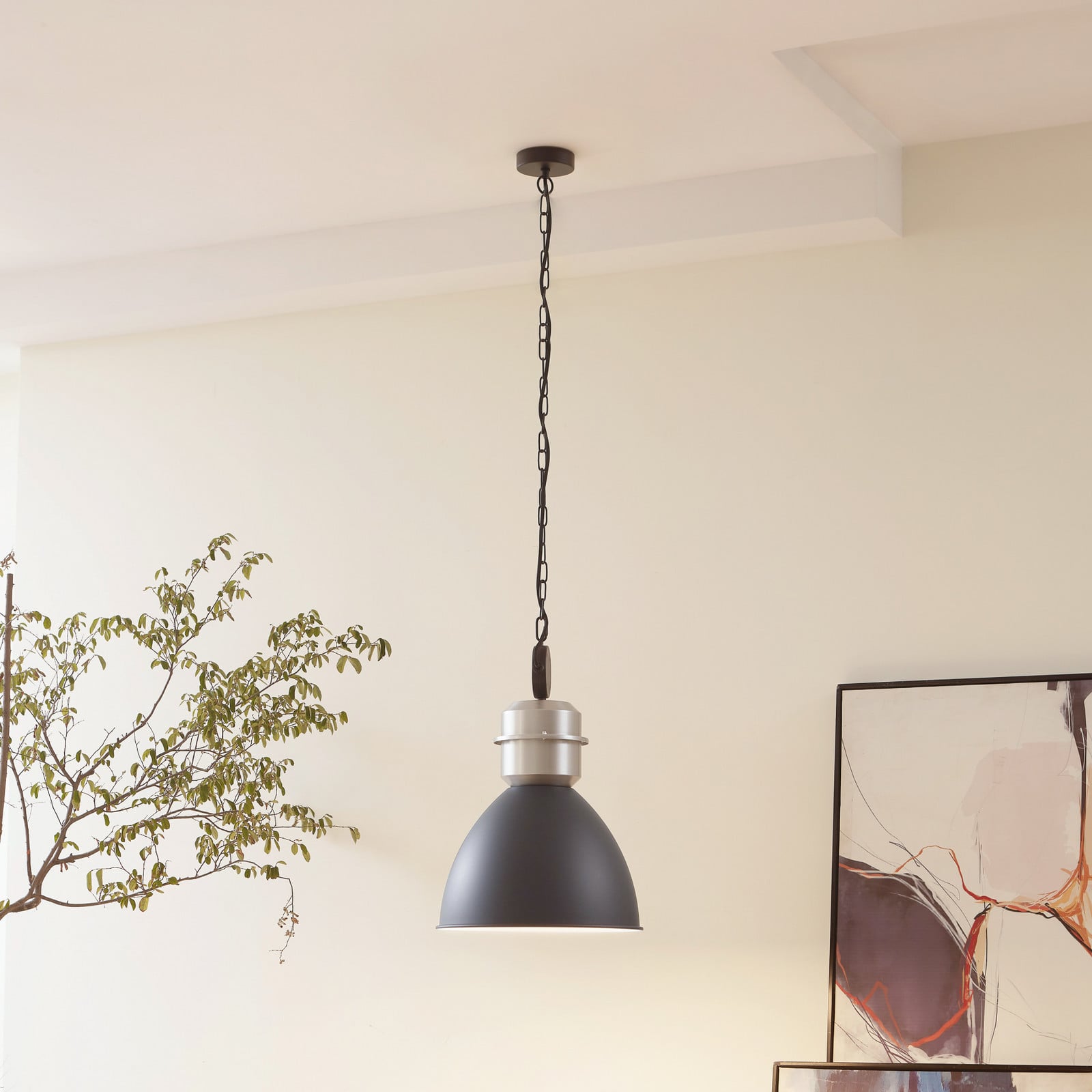 Suspensie Lucande Kaeloria negru/argintiu aluminiu Ø 35 cm - Camera de zi / sufragerie - Design industrial - nisip negru alb nisip negru - Metal