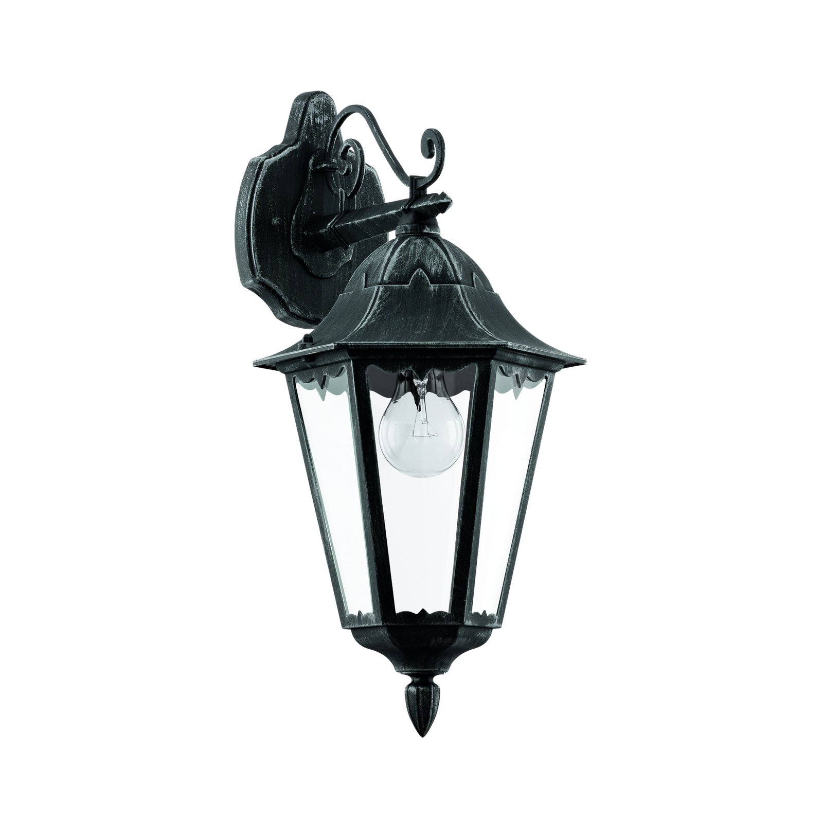 Außenwandlampe Navedo, schwarz/silber, Höhe 47 cm, abwärts
