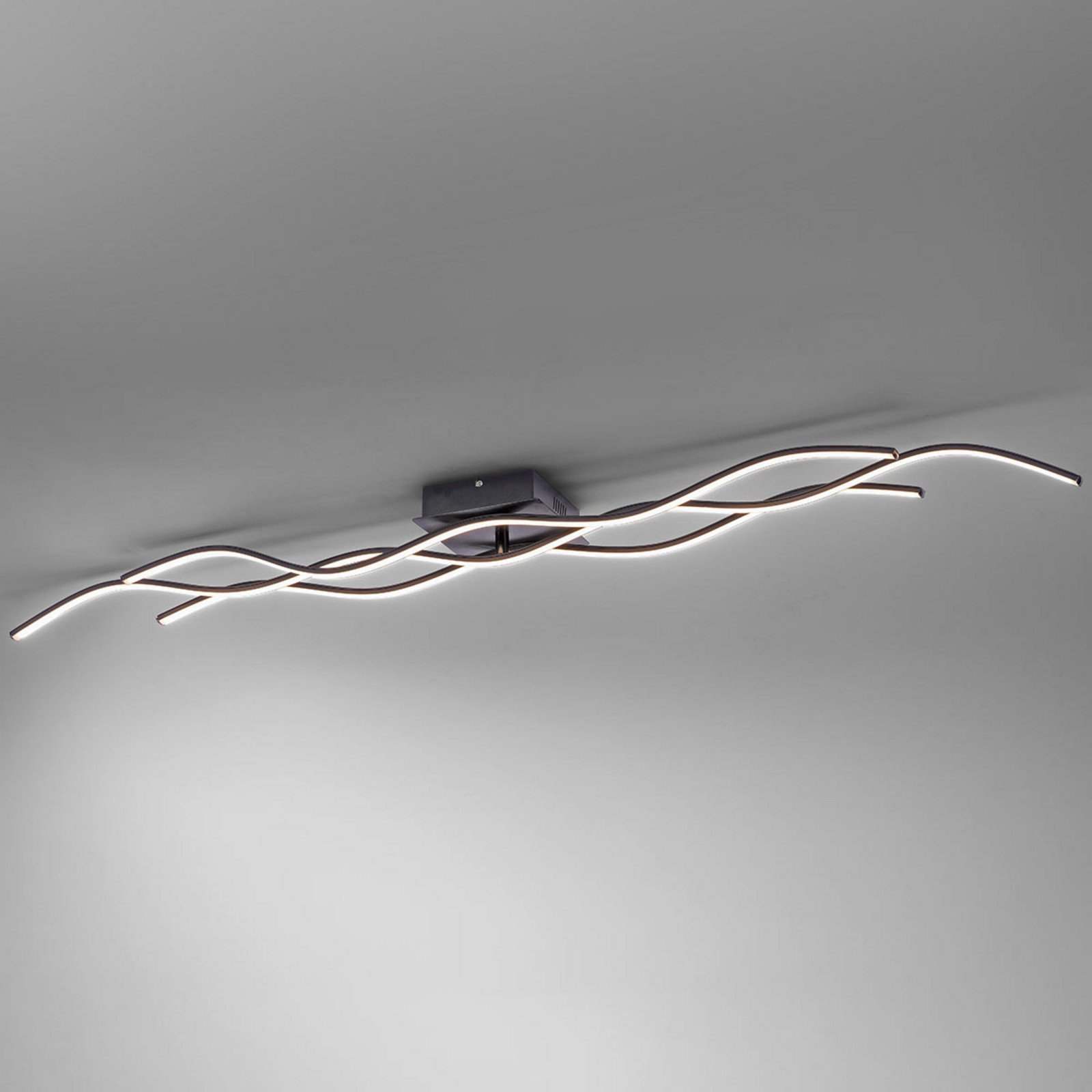 JUST LIGHT. Wave plafonieră LED 3.000K 1375x16 cm negru - Camera de zi / sufragerie - modern - Metal