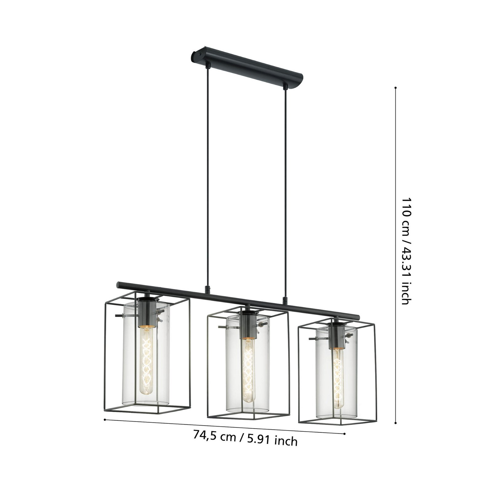 Lampa wisząca Loncino z ciekawymi kloszami