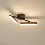 Plafón LED Lindby Eldrin, 2 luces, negro, tira de luz