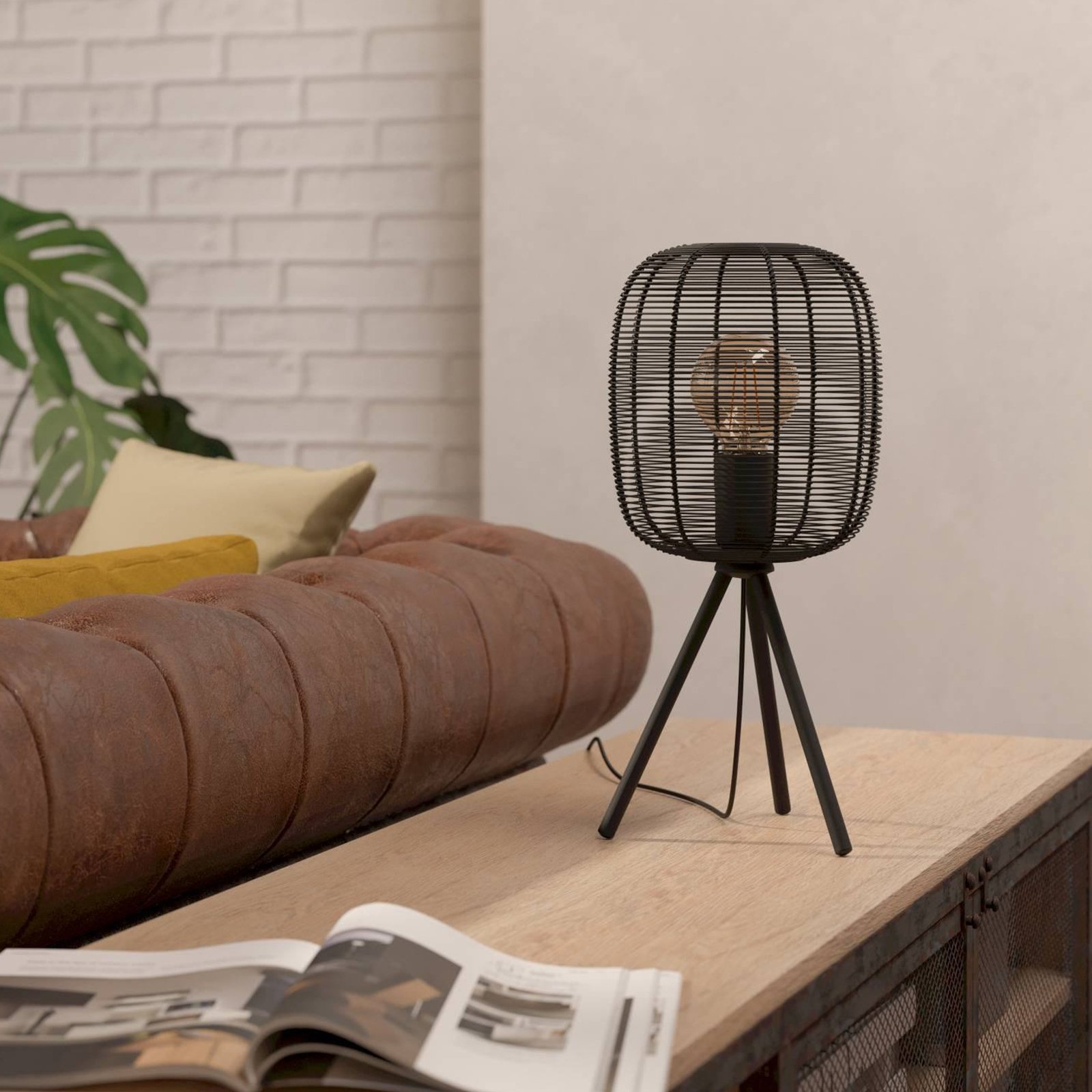 Lampă de masă Rinroe, înălțime 44 cm, negru, oțel