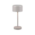 Lámpara de mesa LED recargable Jeff, gris, altura 30 cm, metal