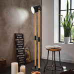 Подова лампа Hornwood, височина 140 cm, черно/кафяво, стомана