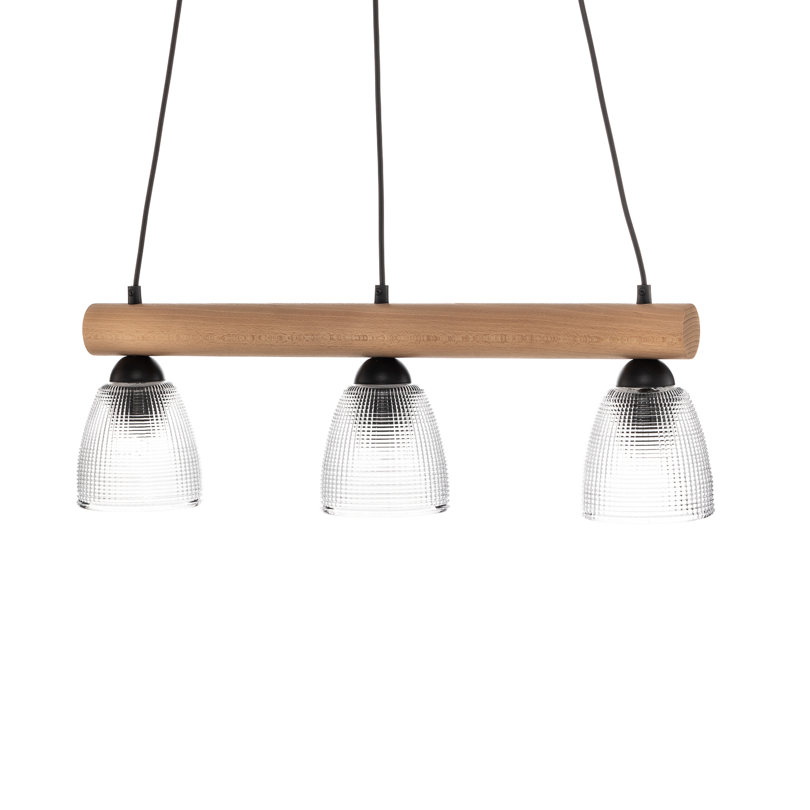 Envostar Tisan pendant light wood/glass 3-bulb