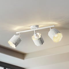 Lámpara de techo Lindby Aralena, blanca, 3 luces, longitud 70,5 cm
