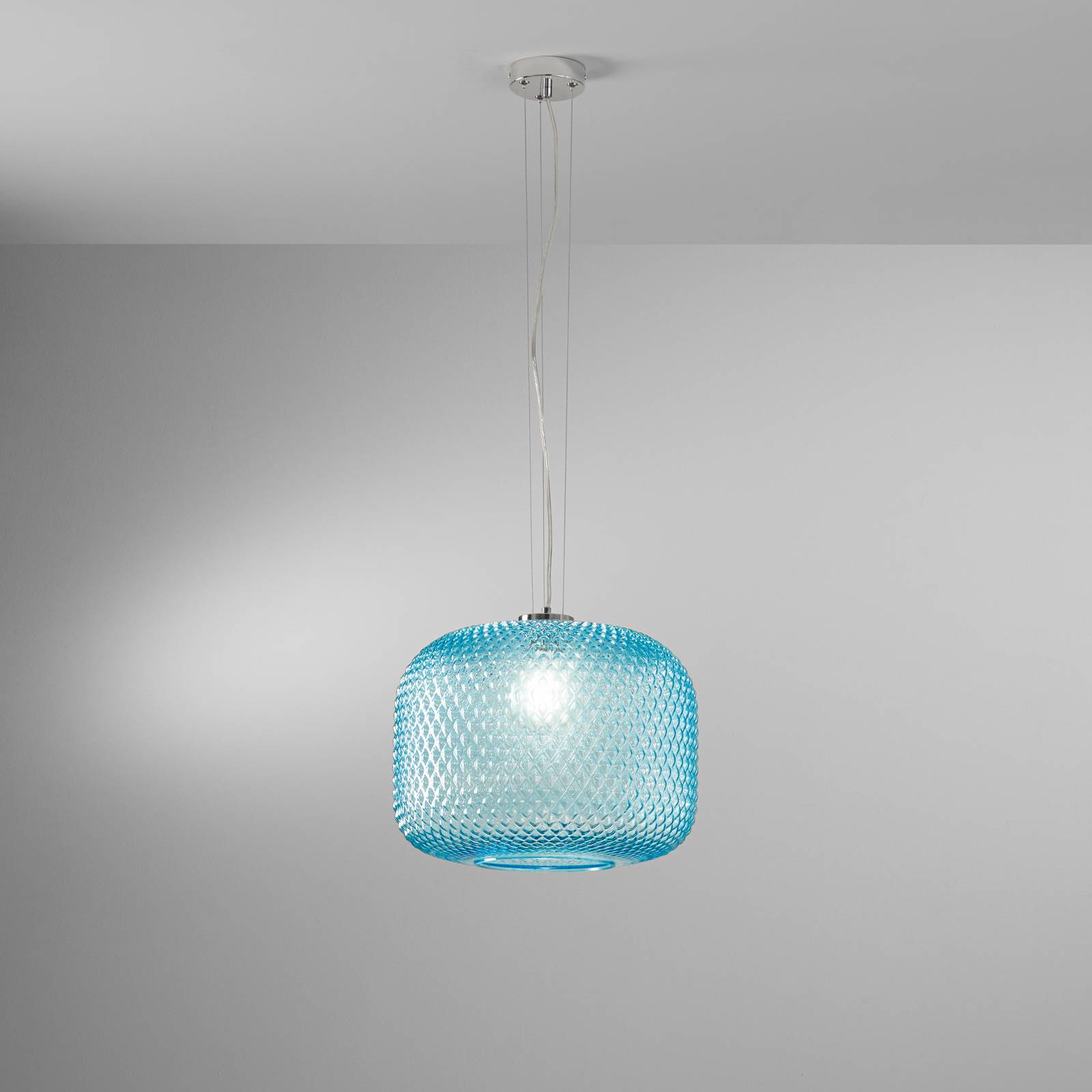 Luce Ambiente Design Hänglampa Ashford, turkos, Ø 40 cm, glas