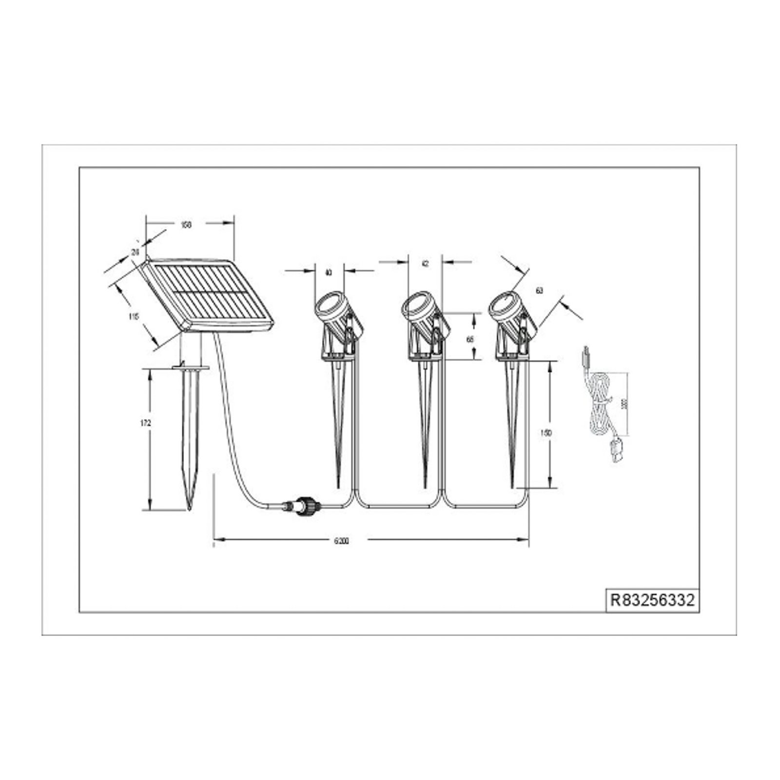 Obidos solar spotlight, matt black, aluminium, set of 3