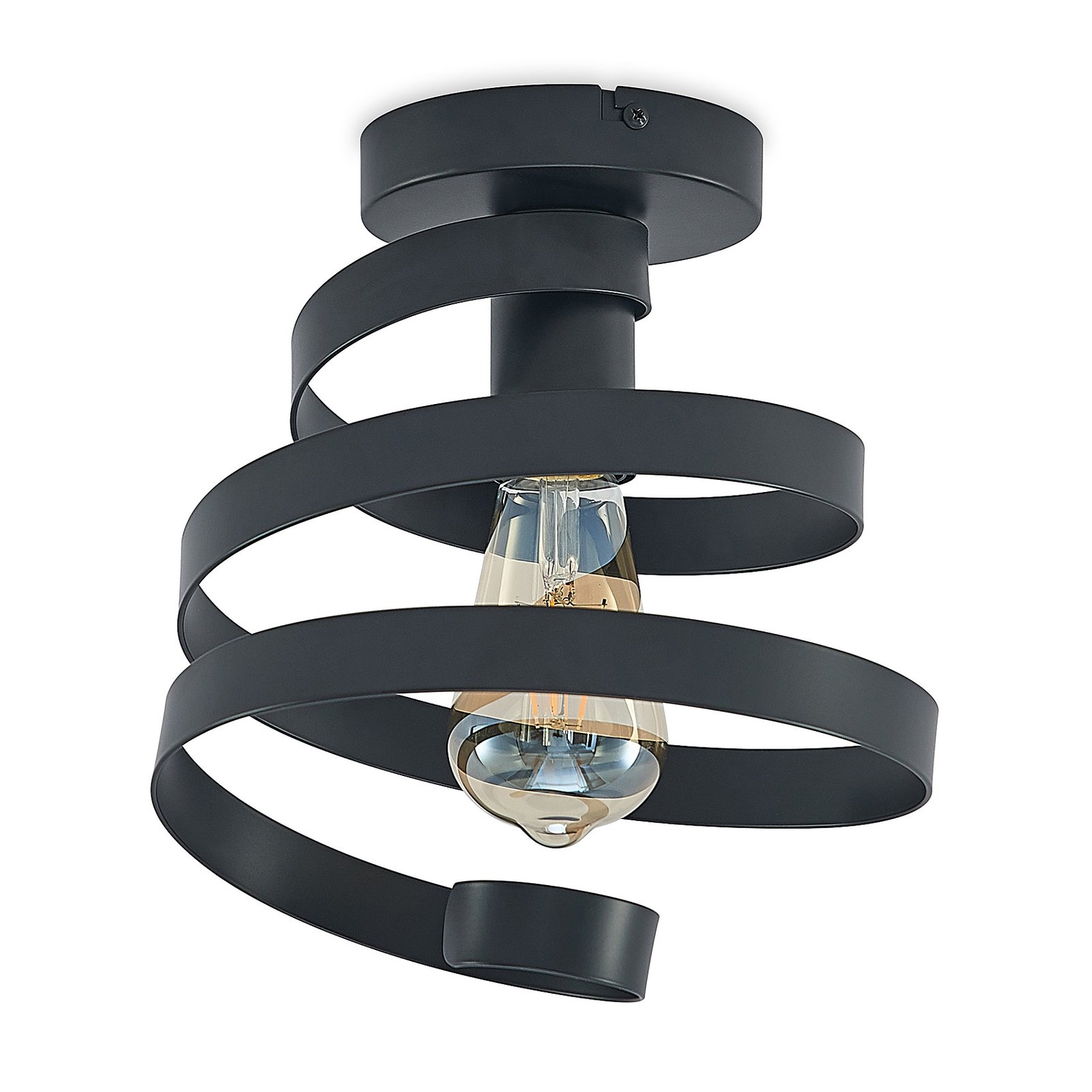 Lindby Colten taklampa, spiral, svart