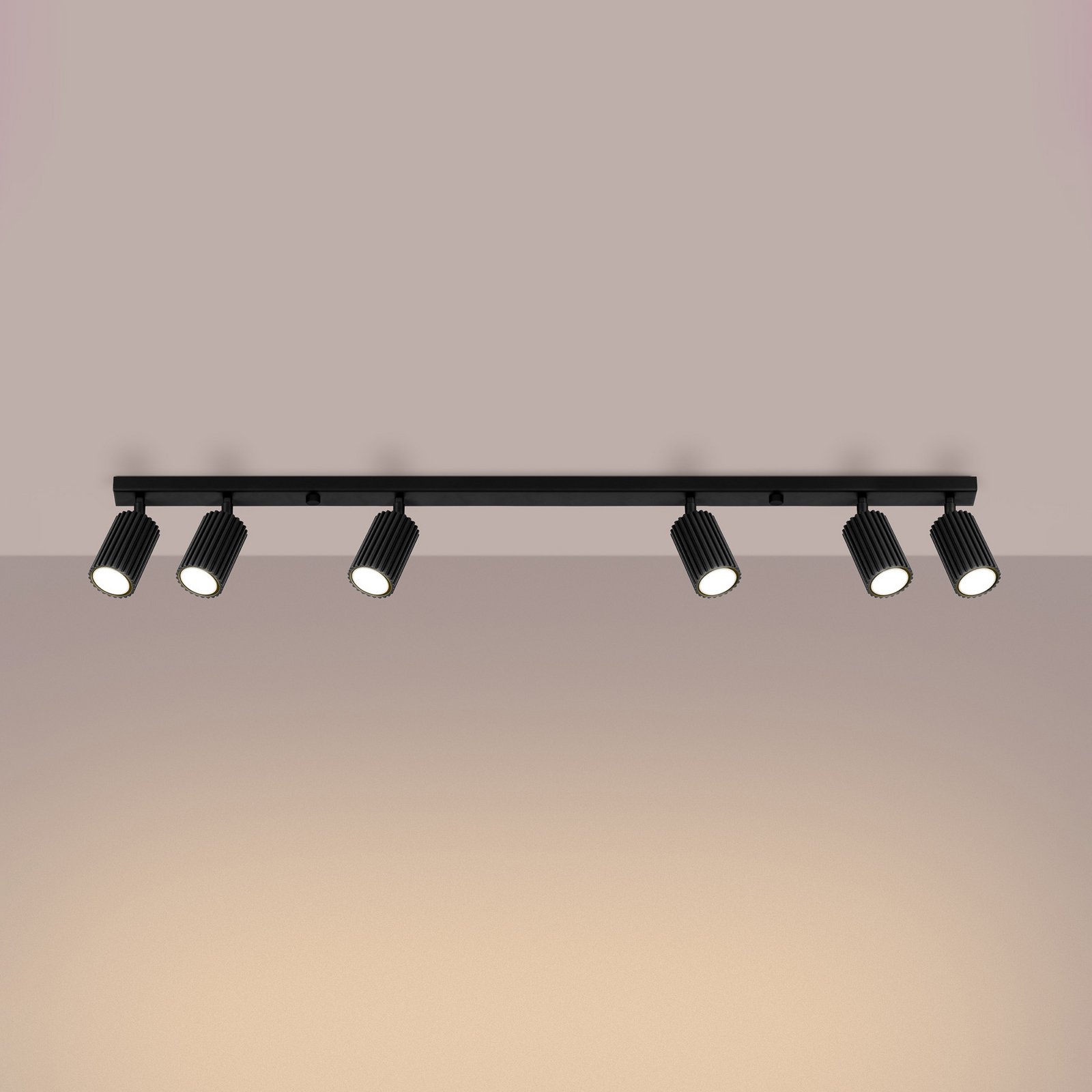 Deckenstrahler Karbon, schwarz, Länge 117 cm, Alu, 6-flg.