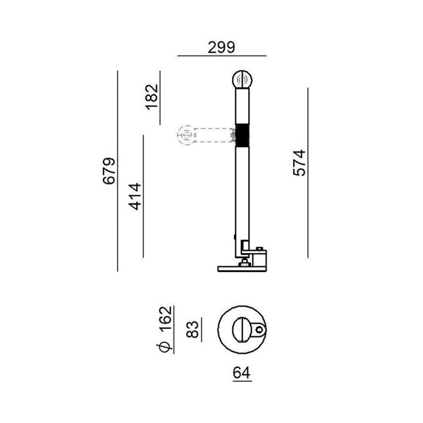 Periscopio Tischlampe, rot, Höhe 68 cm, Metall - Stilnovo