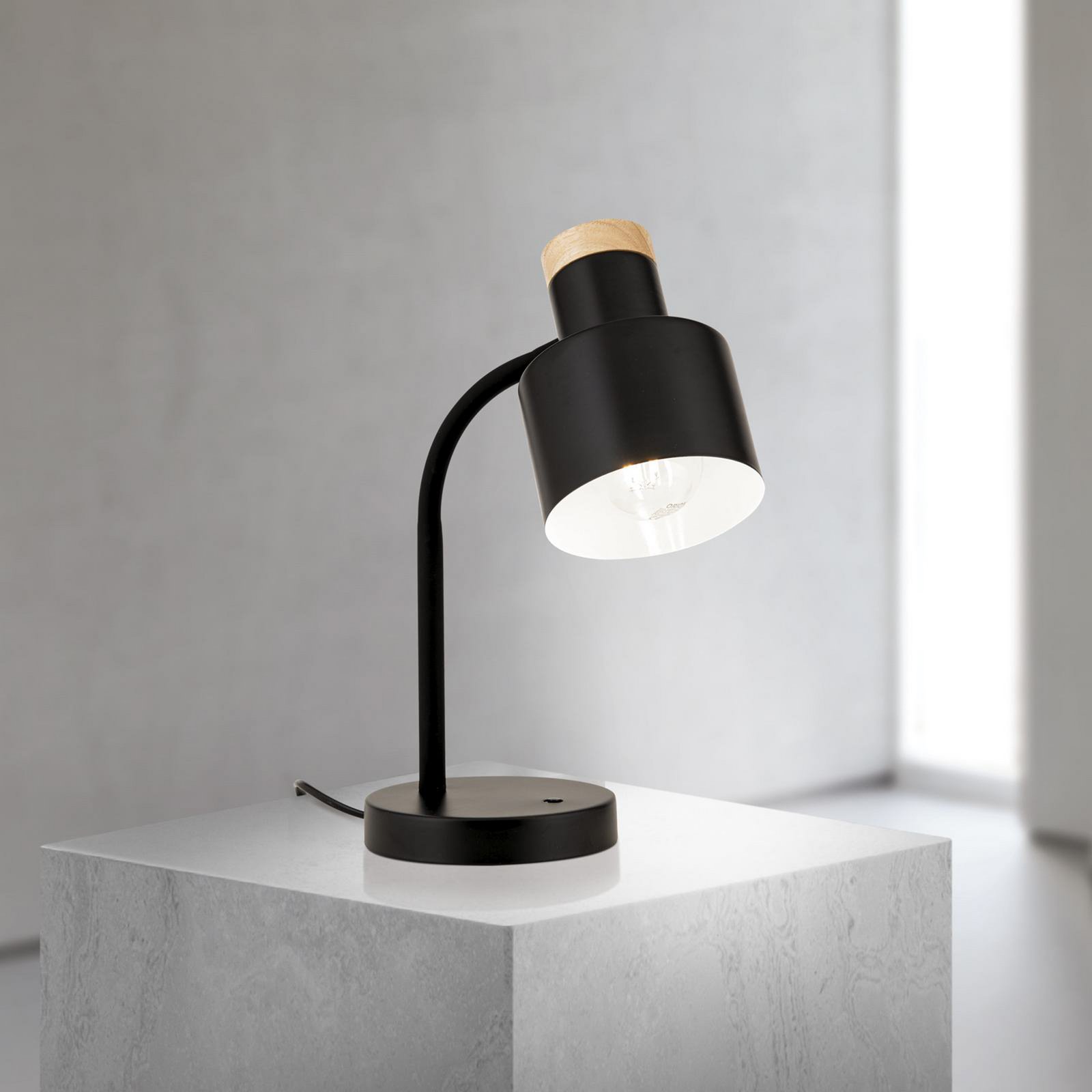 Gili table lamp, matt black, steel, height 35 cm, E27