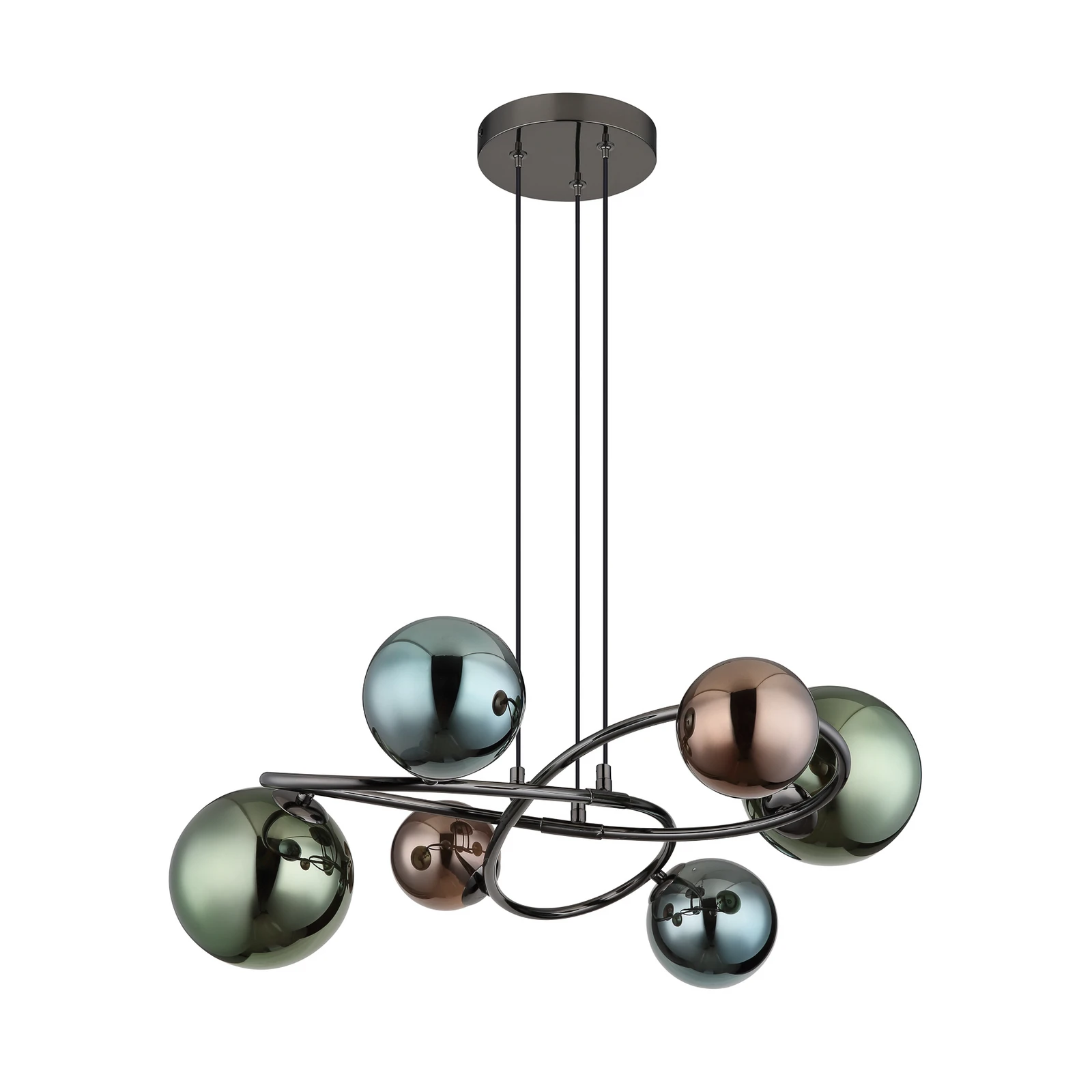 Lámpara colgante Riha, Ø 65 cm, multicolor, vidrio/metal, 6 luces.