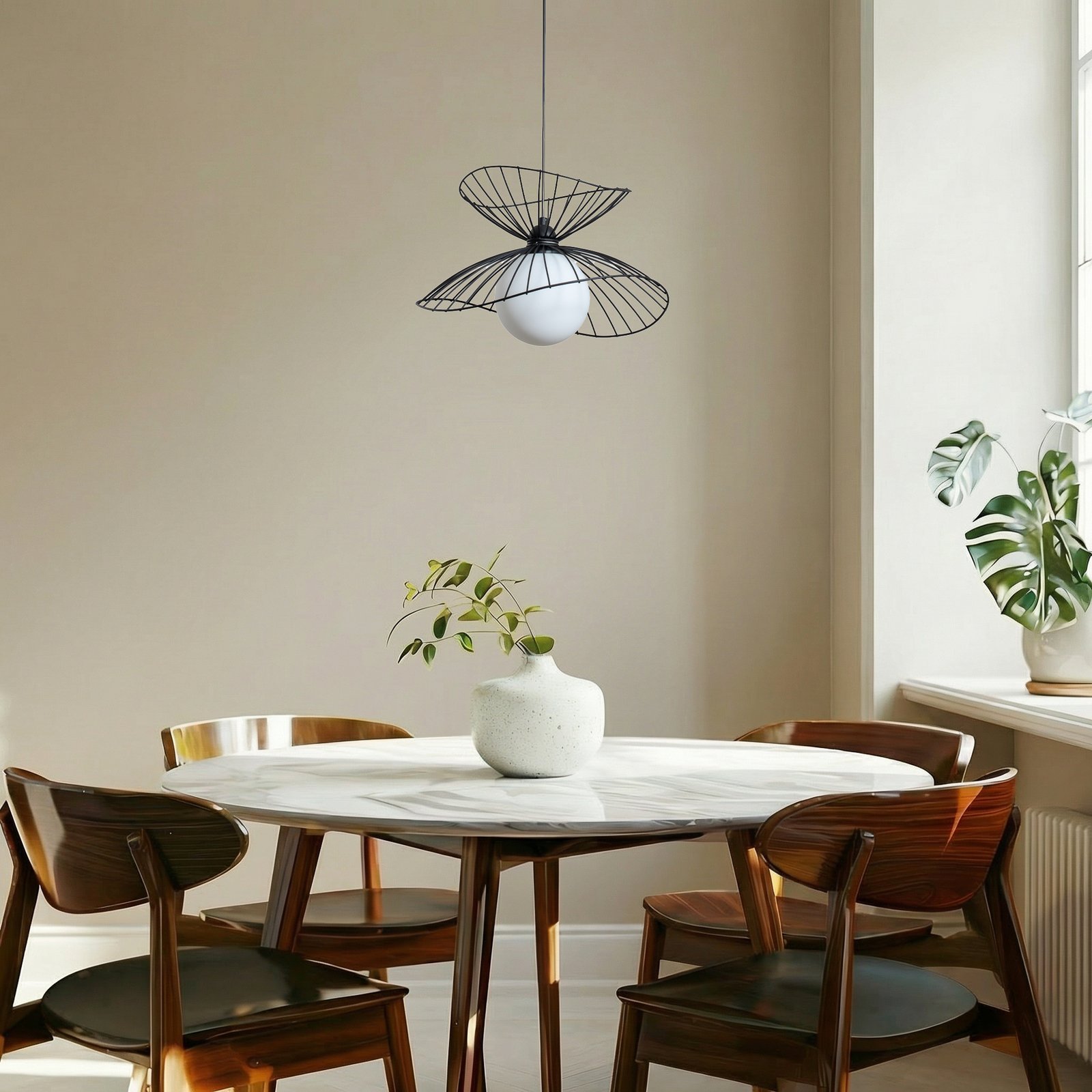 Hængelampe Vertigo, sort, glas/metal, E27, Ø 50 cm