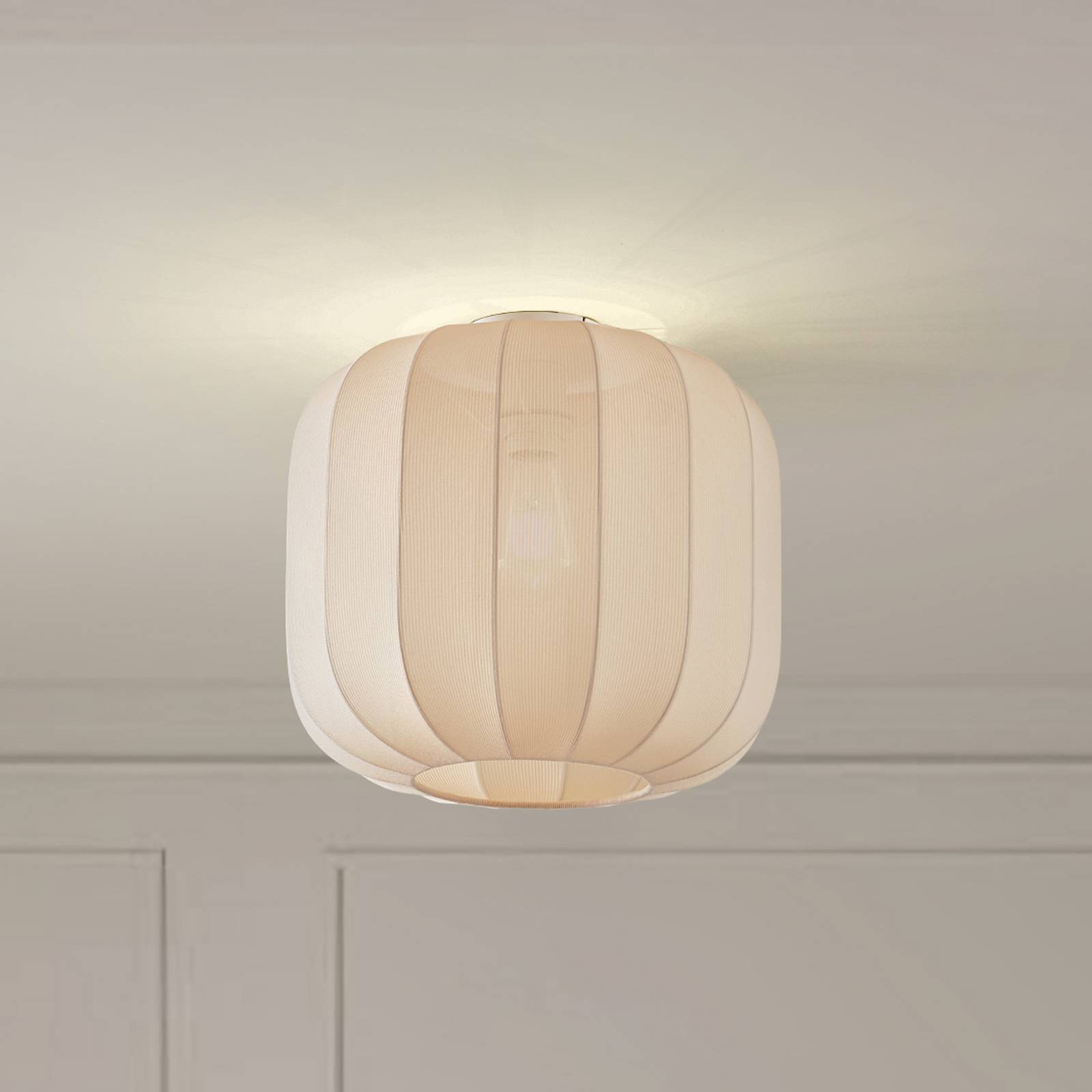 Lindby Deckenleuchte Helin, beige, Stoff, Ø 35 cm günstig online kaufen