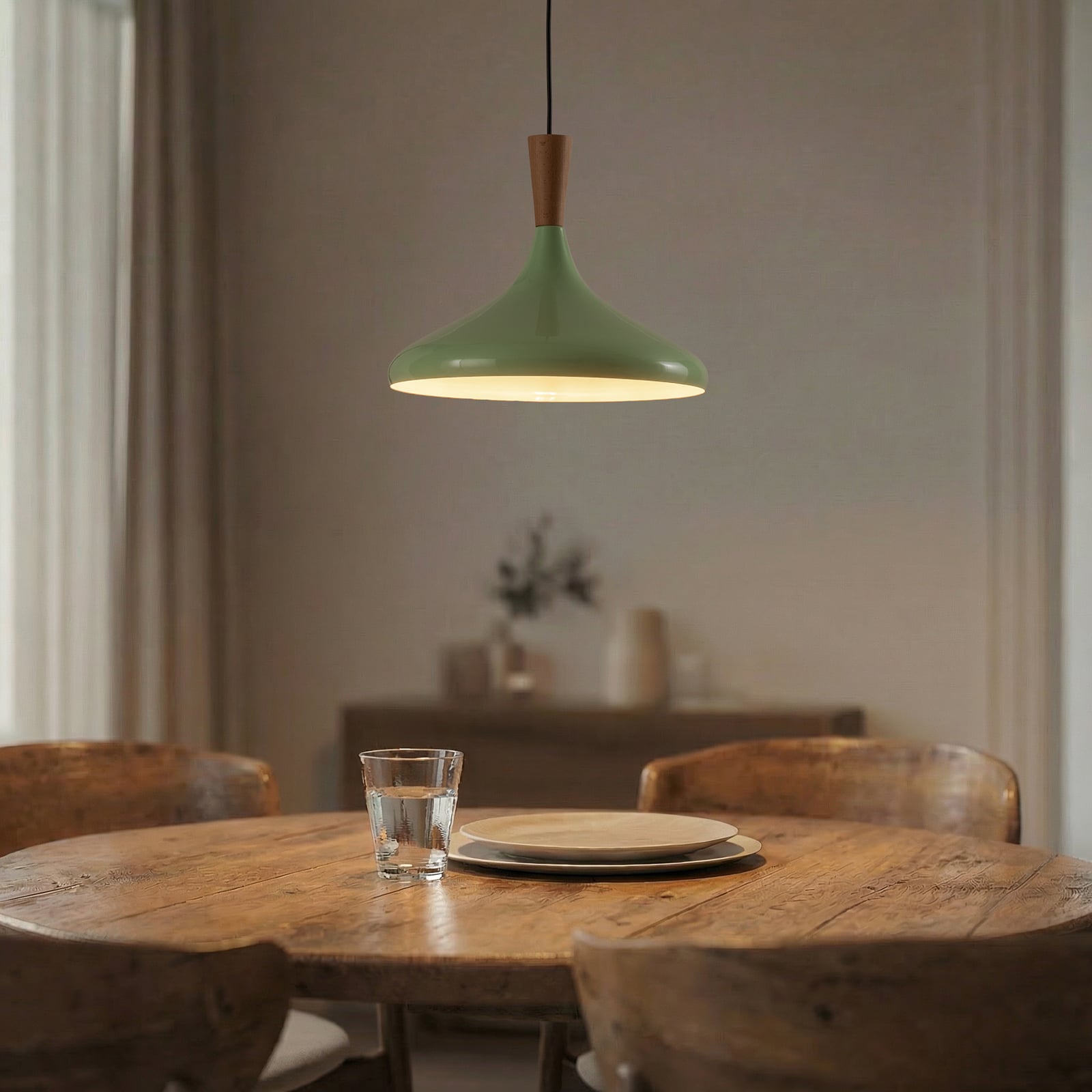 Candeeiro suspenso Chris, verde menta/branco, Ø 35 cm, metal