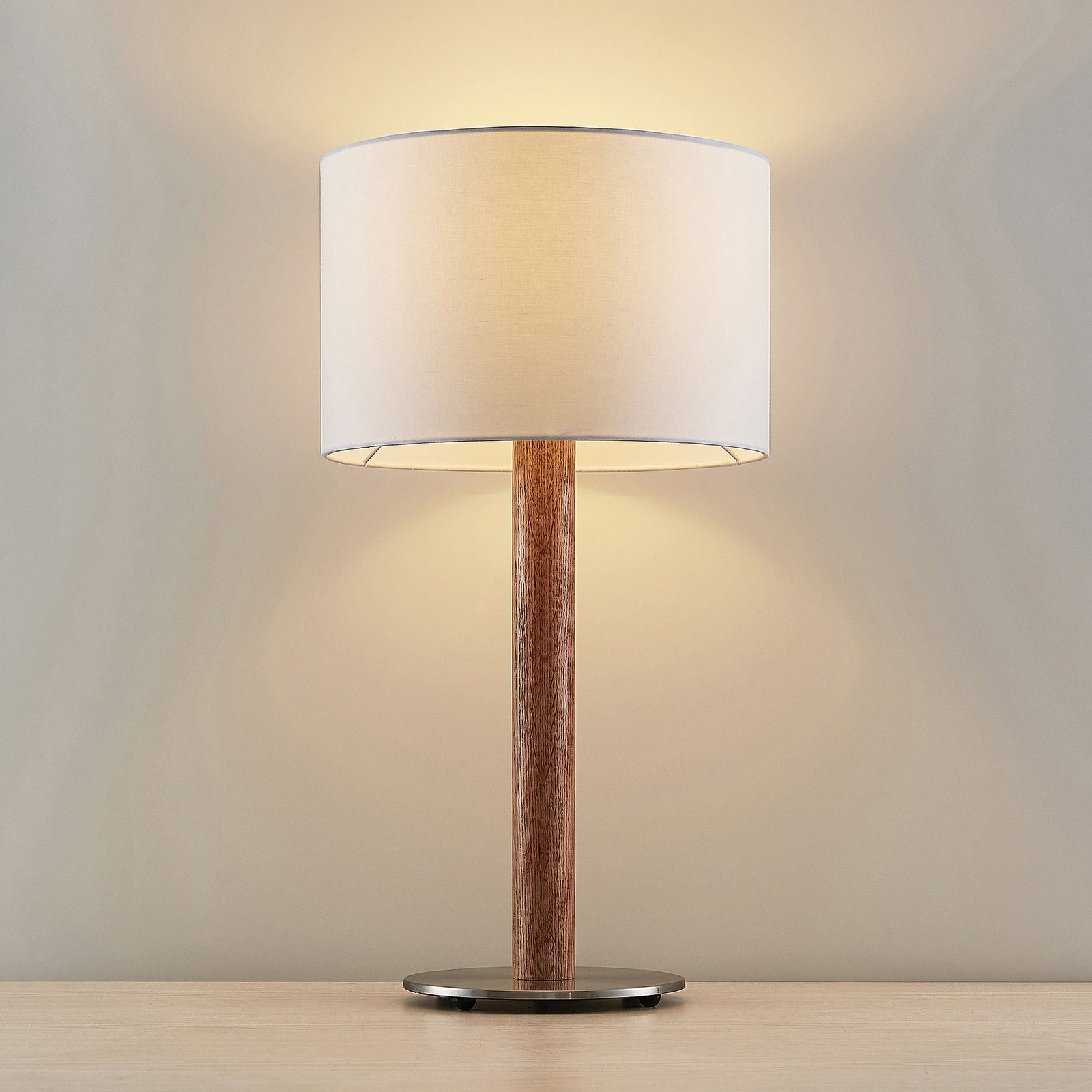 Lucande Heily stolní lampa, válec, 21 cm, bílá