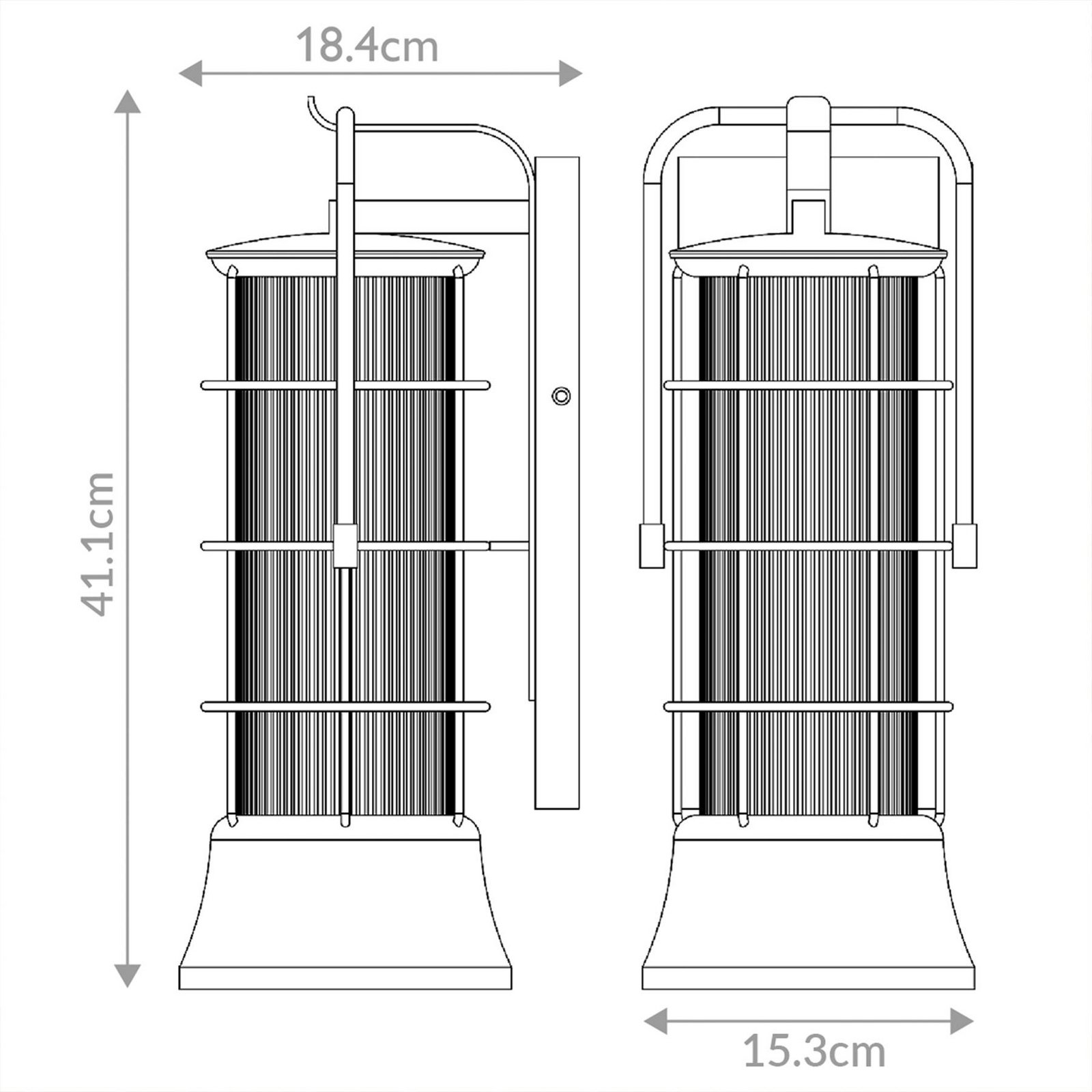 Aplique de exterior RIVAMAR, altura 41 cm, negro/dorado, IP44 E27