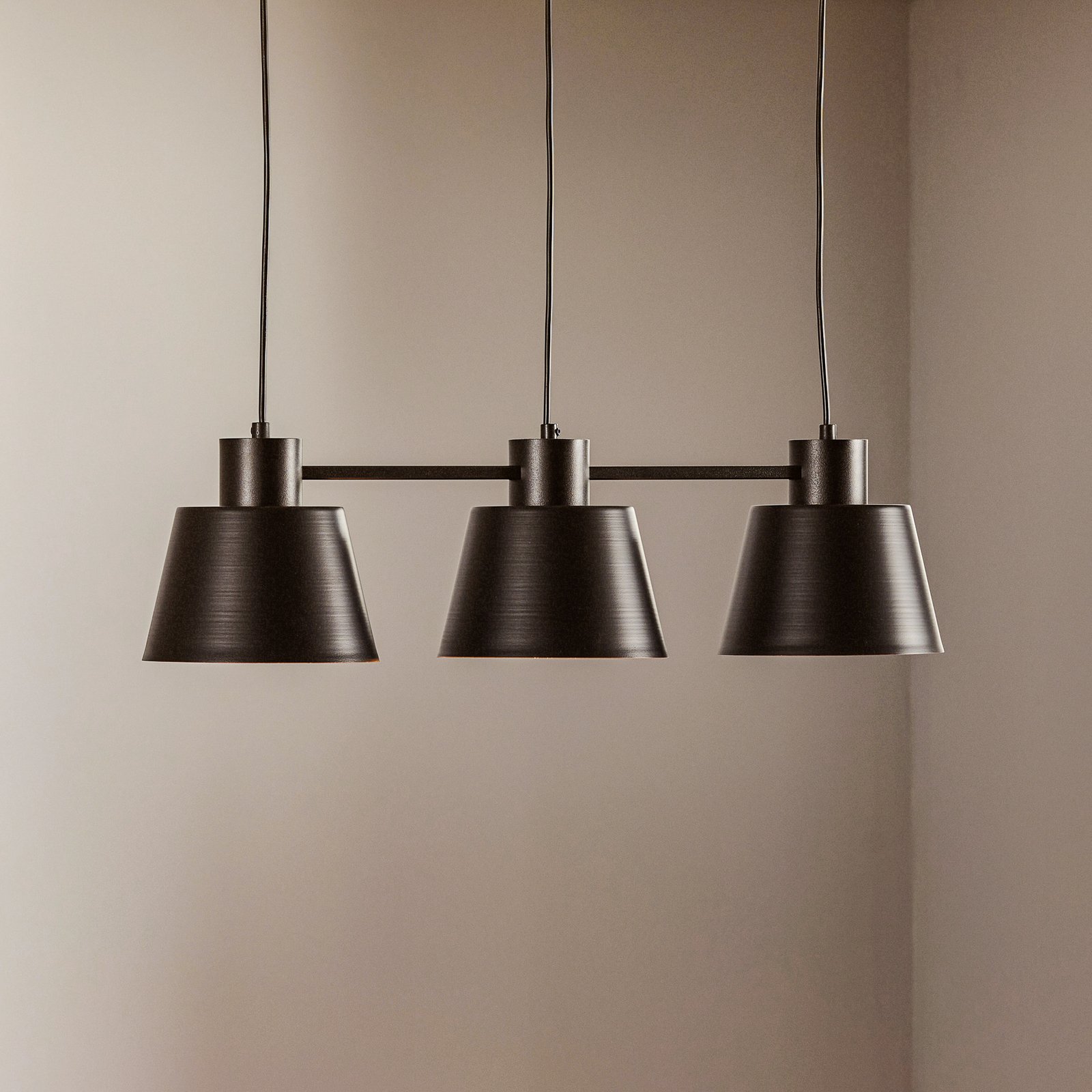 Hanglamp Dunka 3, 3-lamps, zwart