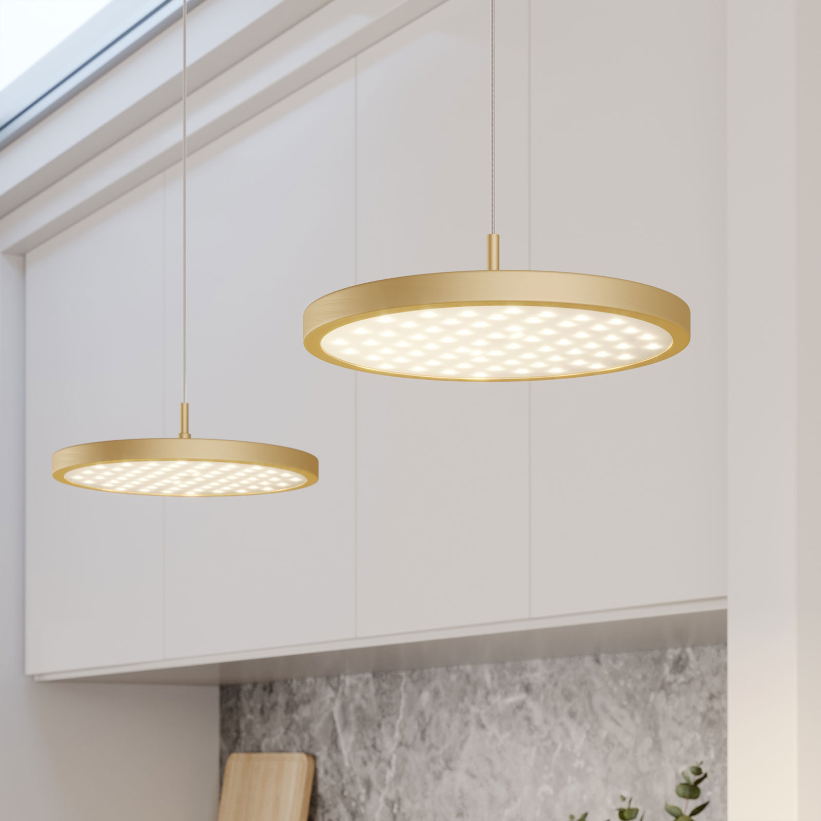 Rothfels Gion-LED-riippuvalo 2x valkoinen/messinki