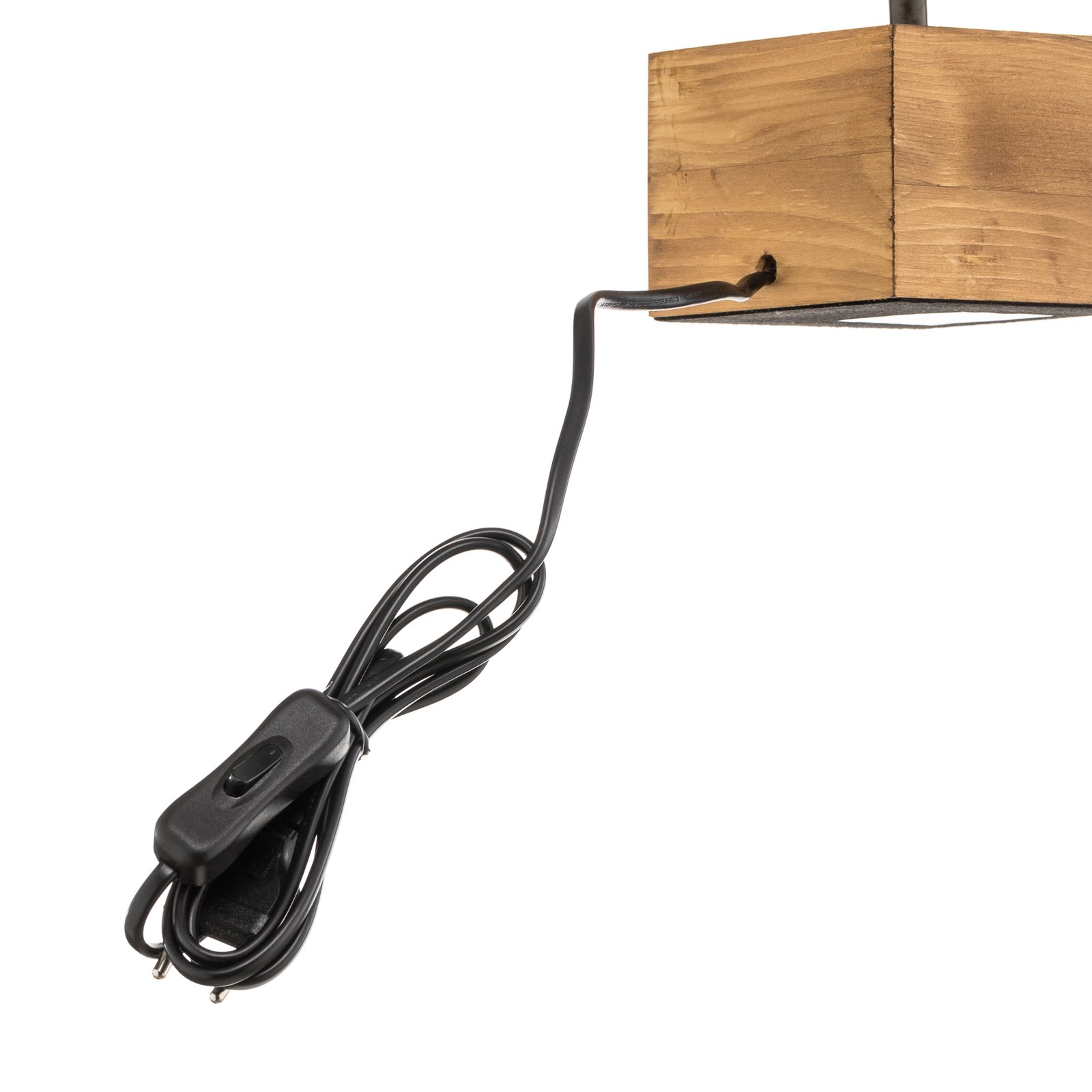 Woody table lamp with wooden base, 12 cm x 12 cm