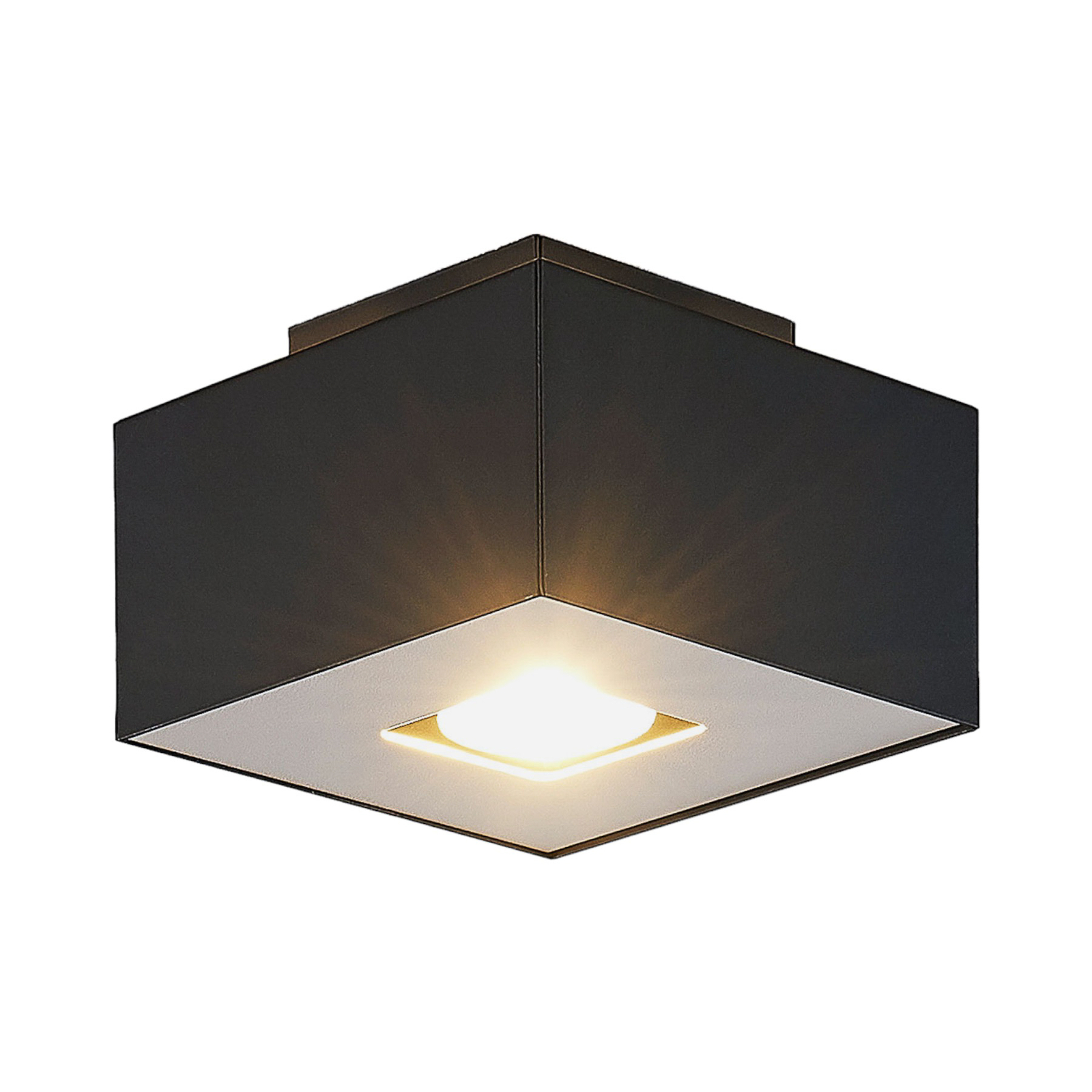 Lindby Kasi plafondlamp, zwart 1-lamp 14 x 14cm