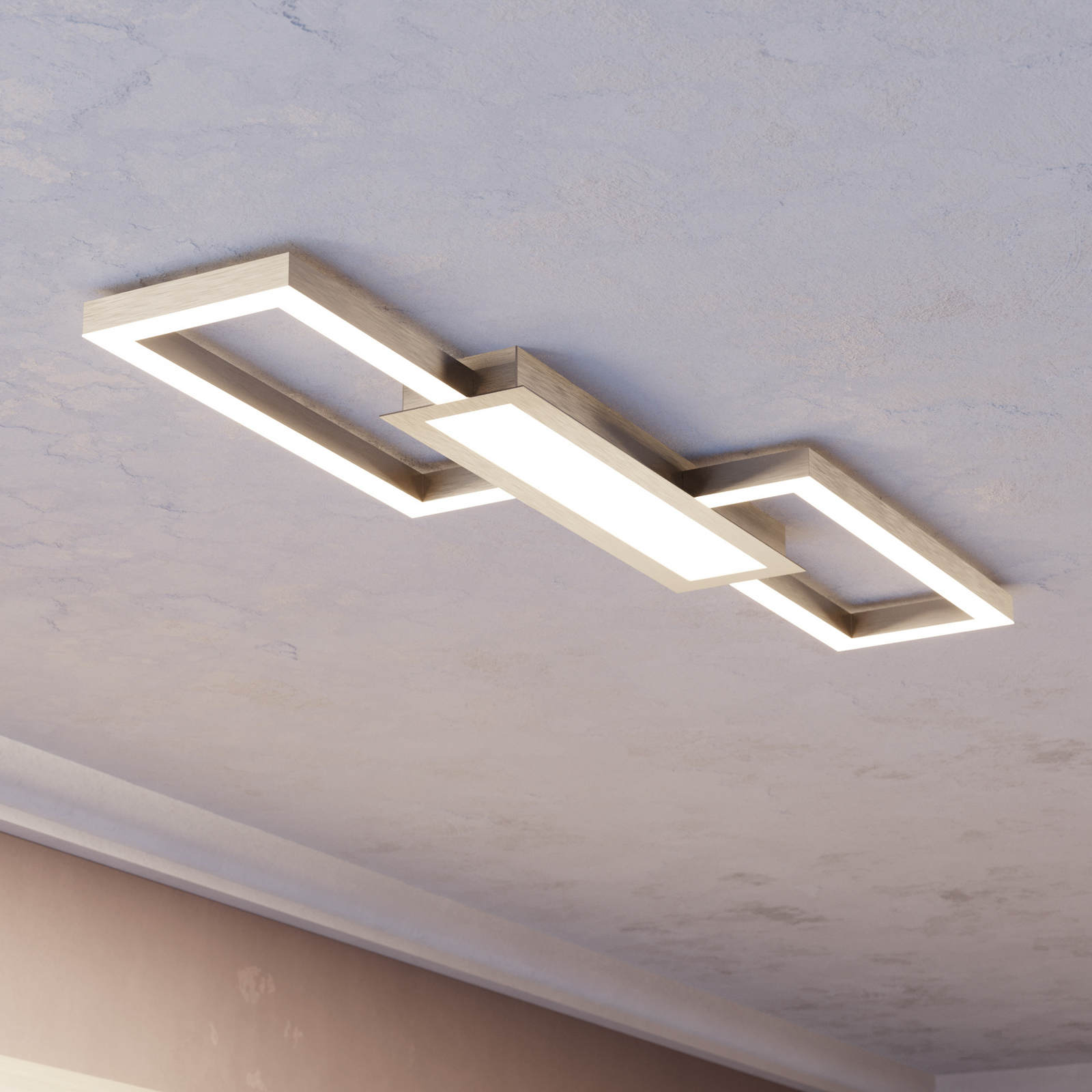 Stropna svetilka LED Monirote, mat nikelj, dolžina 78 cm, aluminij, CCT