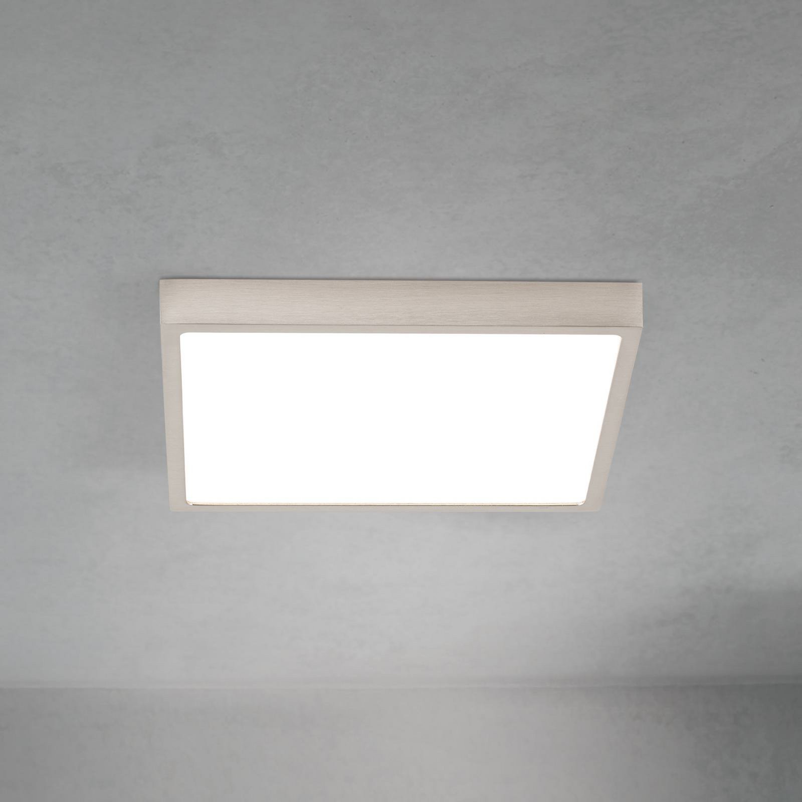 Lampa sufitowa LED Disc, satynowana w kolorze niklowym, długość 24 cm CCT