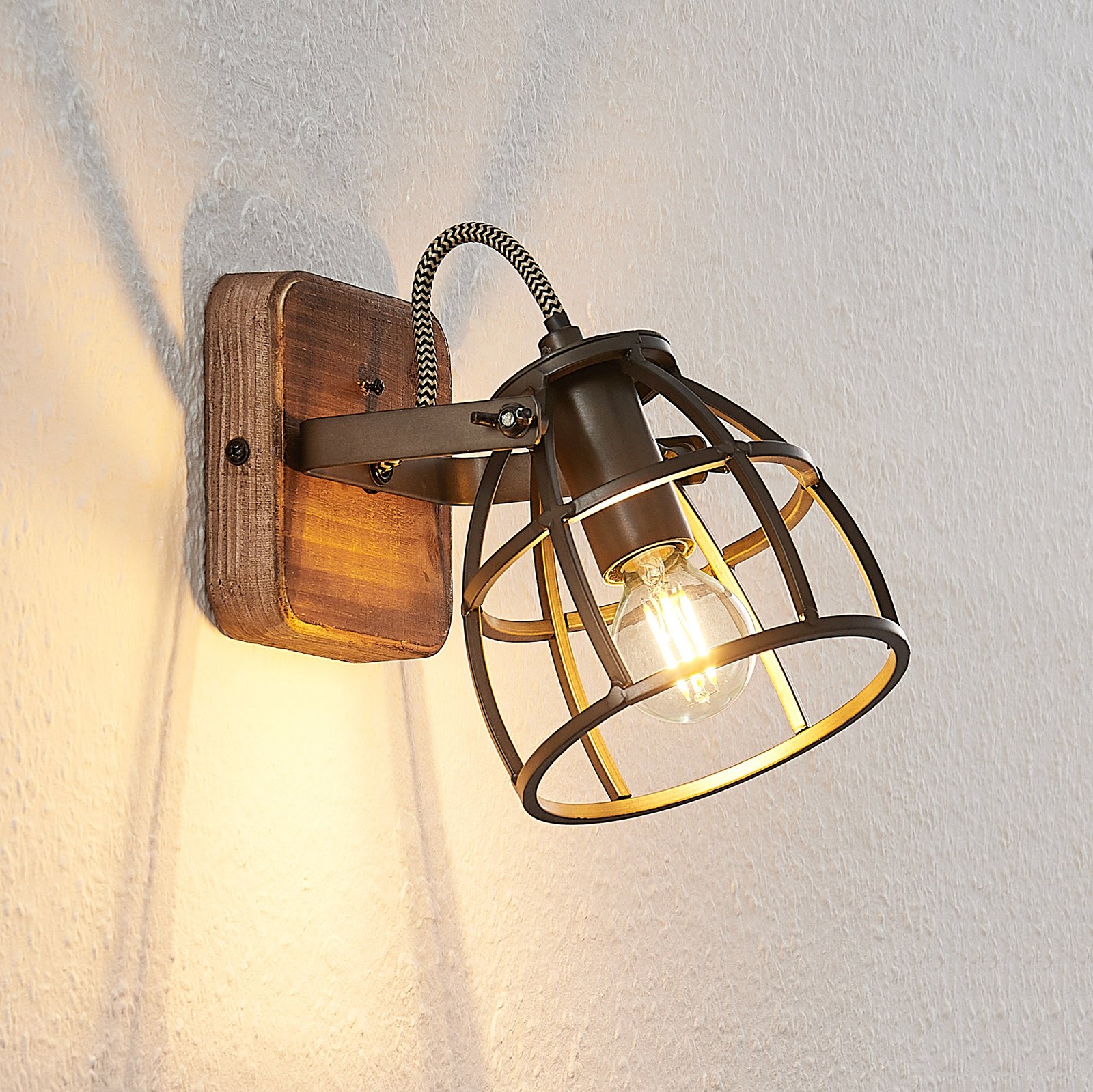 Rutger Wall Lamp Wood/Black - Lindby