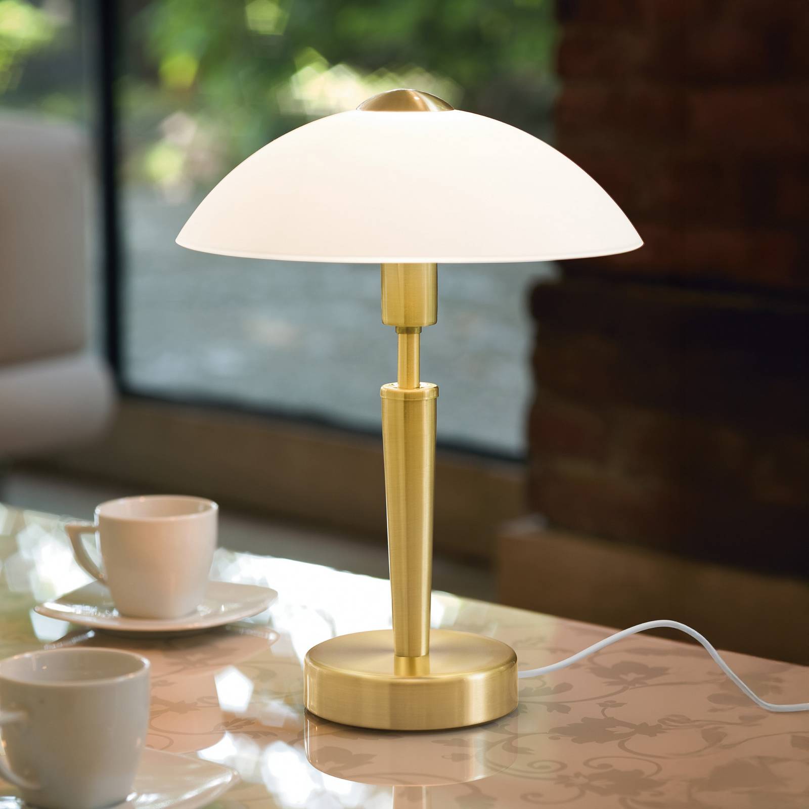 EGLO Lampe de table SOLO 1, couleur laiton, hauteur 35 cm Métal/verre à intensité