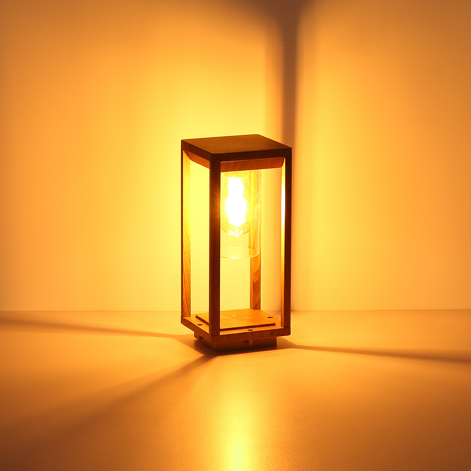 Sokkellampe Candela med treutseende, høyde 35cm