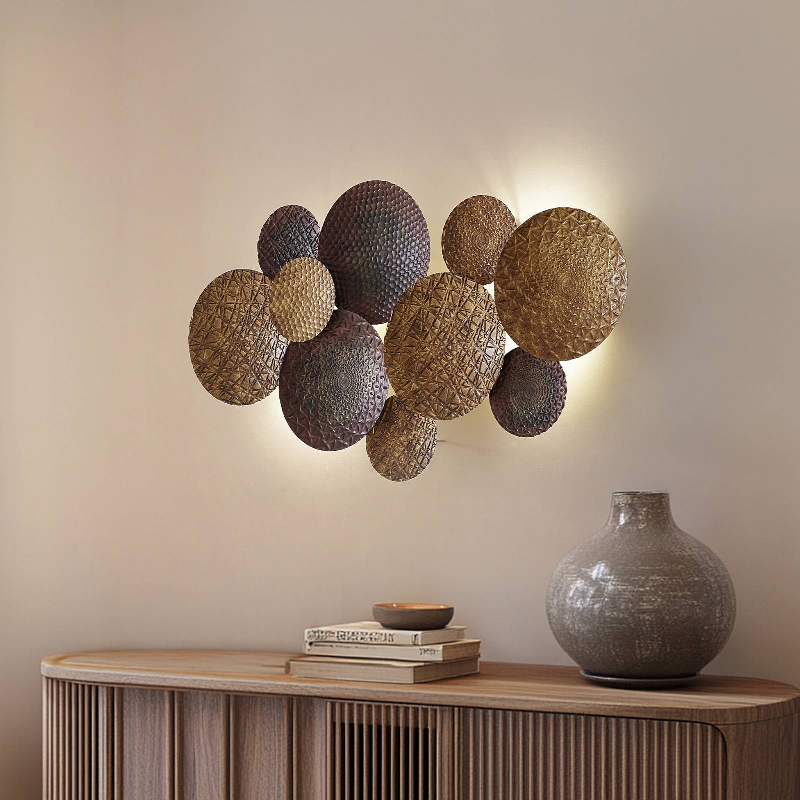 Lindby Wandleuchte Soraya, gold/kupfer, Metall, 2-flg., 51cm günstig online kaufen